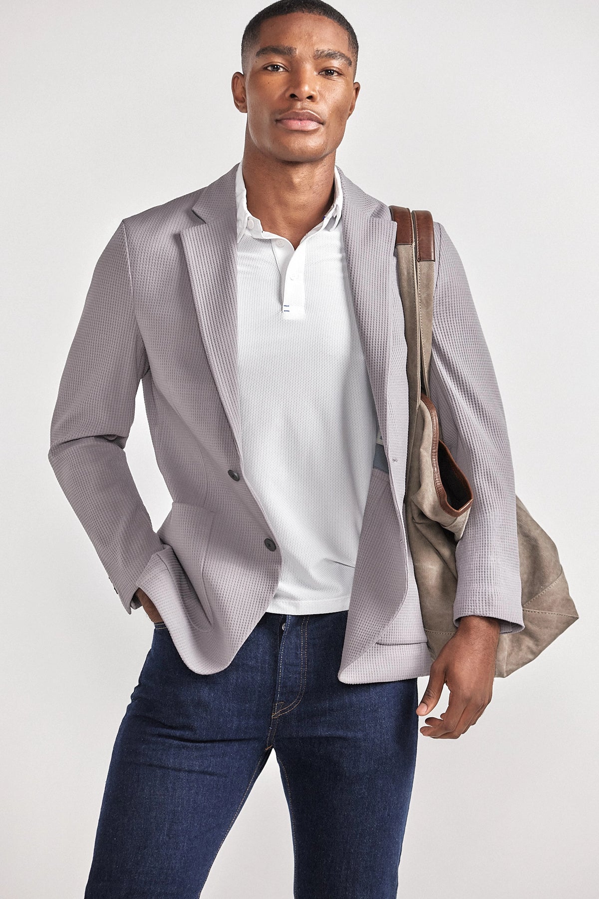Waffle-Knit Blazer // Grey