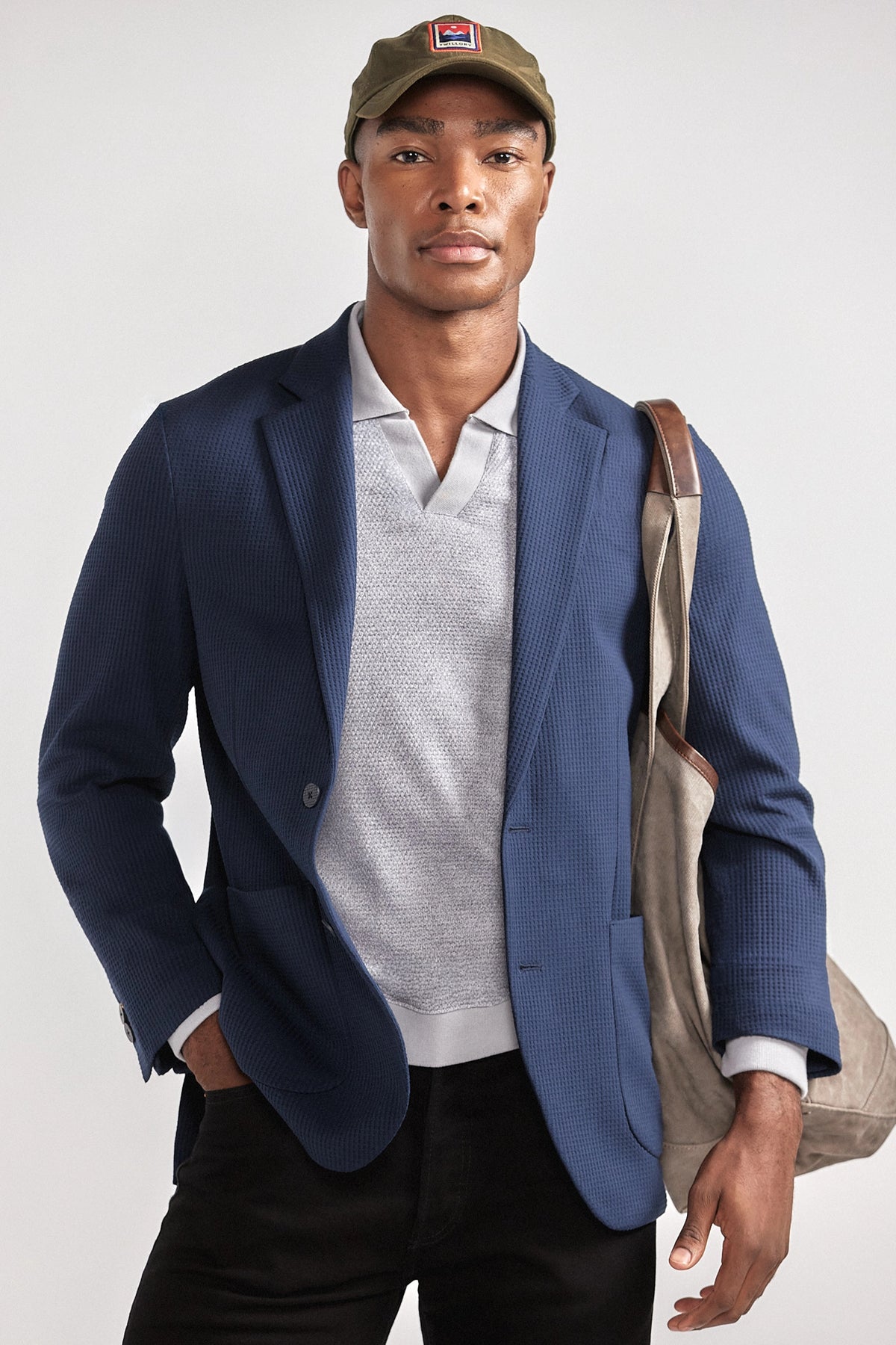 Waffle-Knit Blazer // Navy