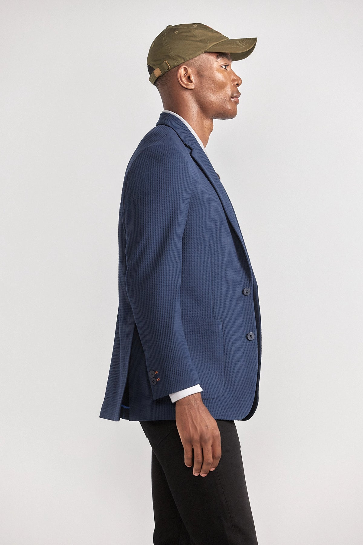 Waffle-Knit Blazer // Navy, view 3 of 5