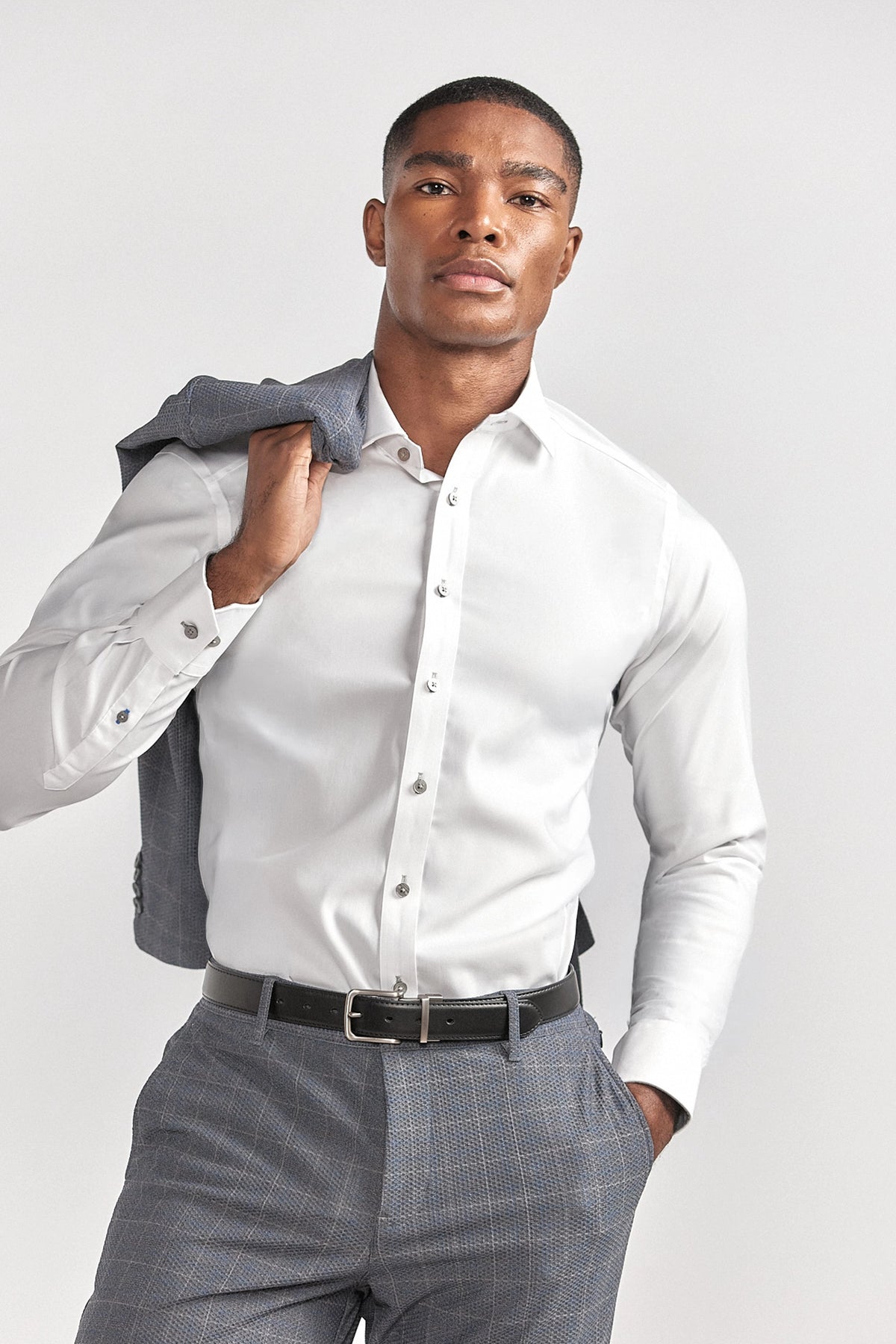 Leader Non-Iron Contrast | Grey Buttons, image 1 of 5