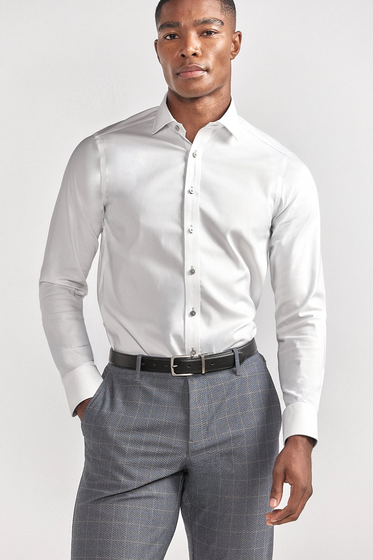 Leader Non-Iron Contrast | Grey Buttons, image 4 of 5