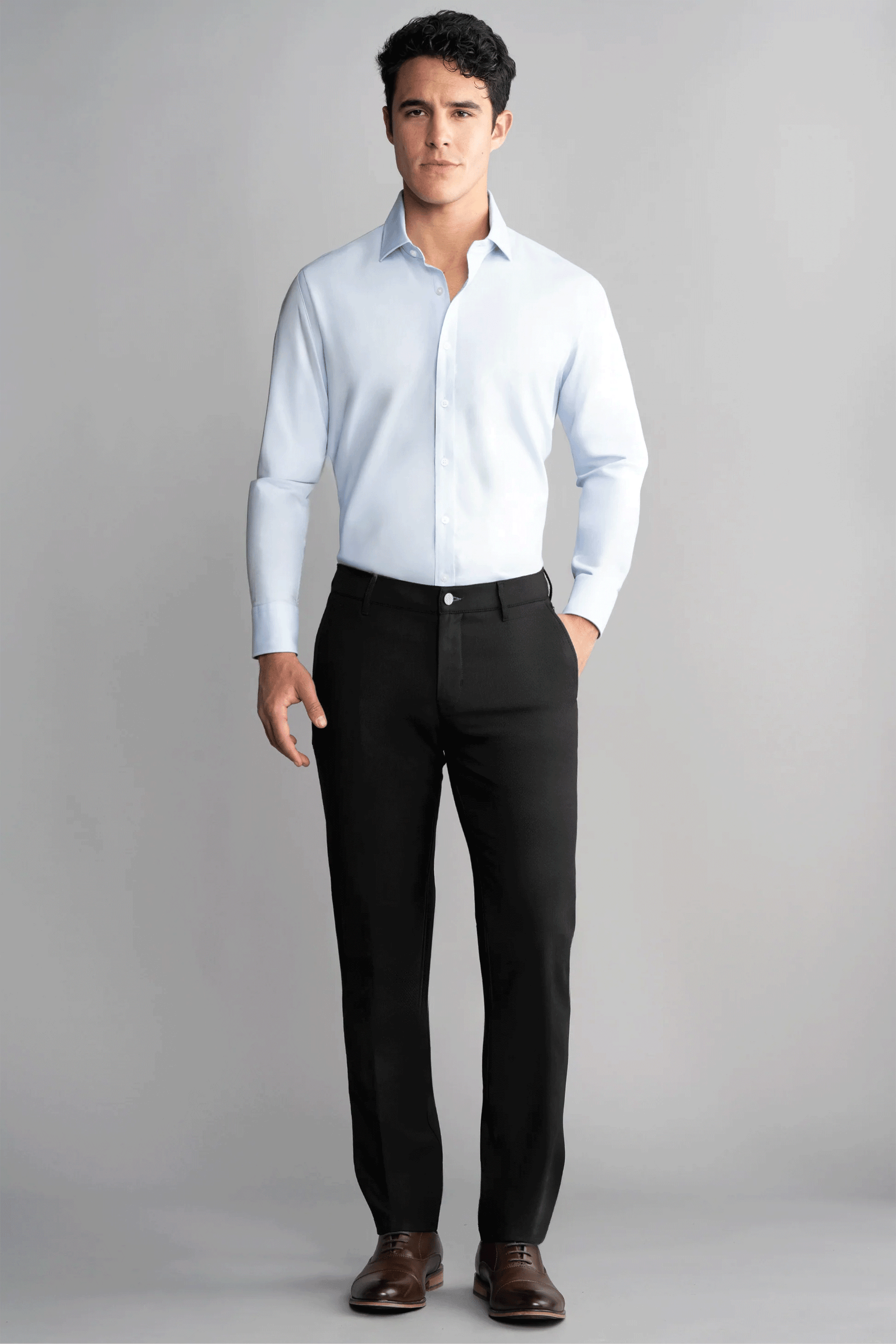 Light Blue Dress Shirt And Black Pants Slim Fit Notch Lapel Navy Classic Suit with Vest 40 / 6 / Navy Light Blue Dress Shirt And Black Pants Slim Fit Notch Lapel Navy Classic Suit with Vest 40 / 6 / Navy