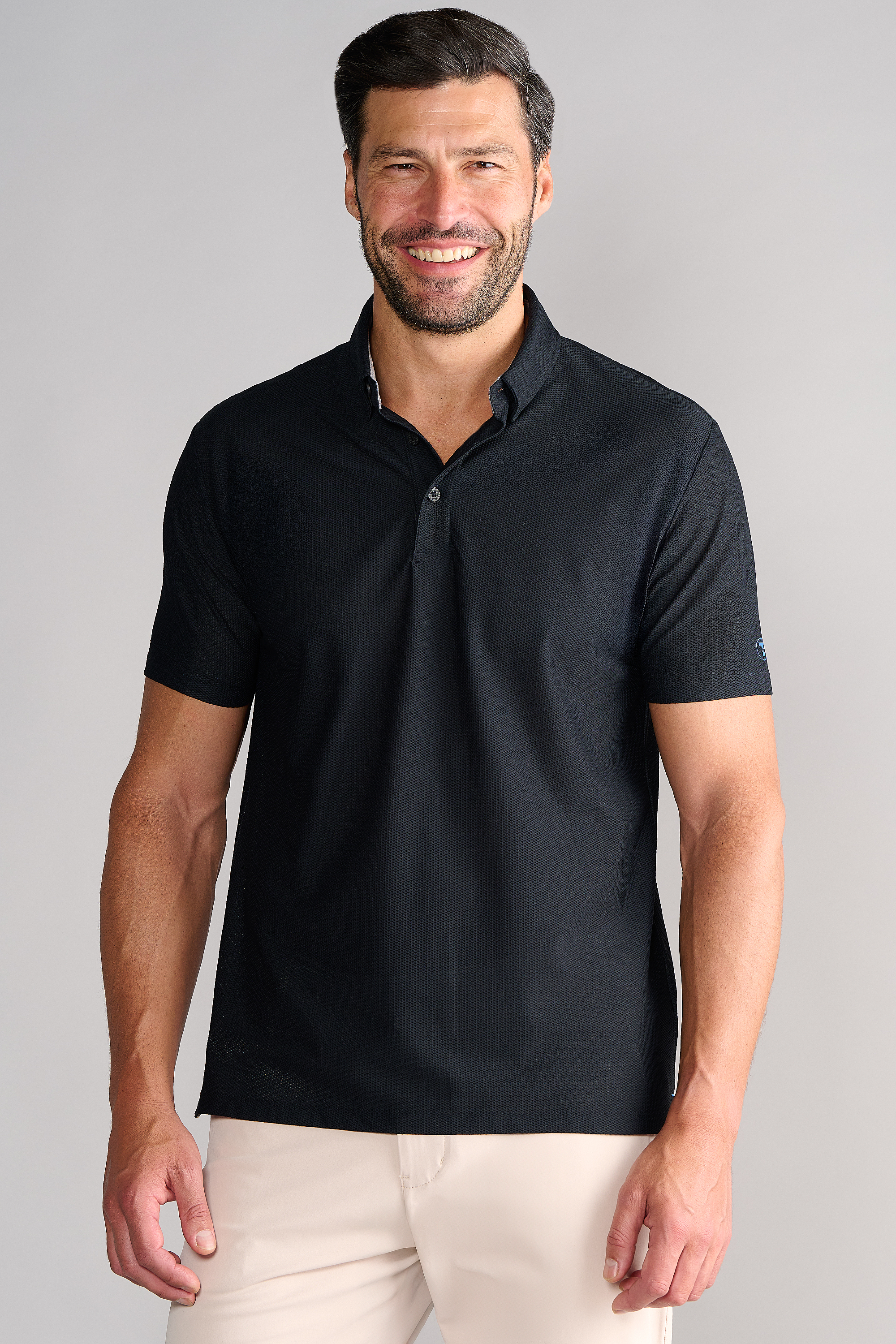 AIR 3 Button Polo Solid // Black