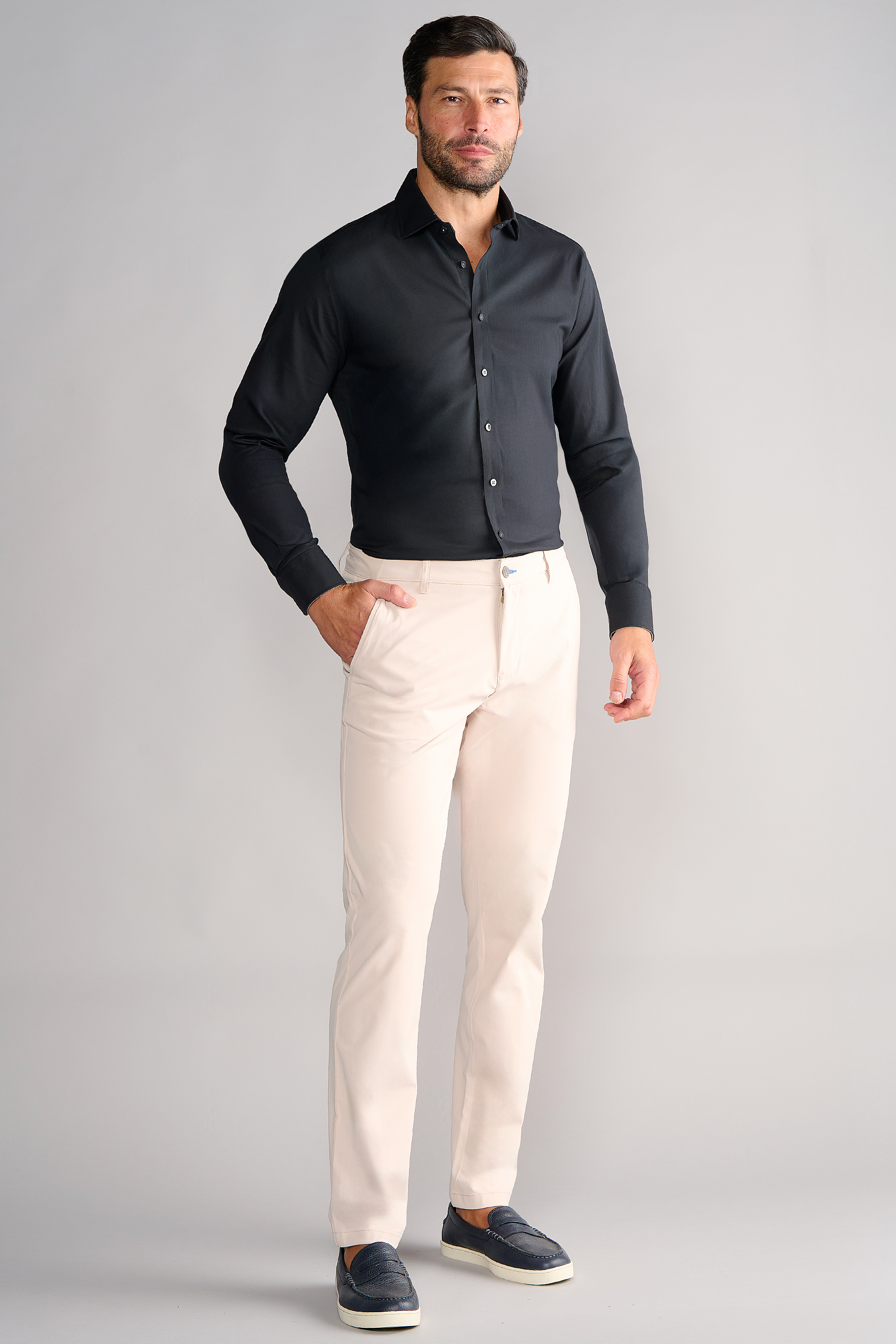 Men's Black 4-Way Stretch Dress Shirt Button Down – Twillory