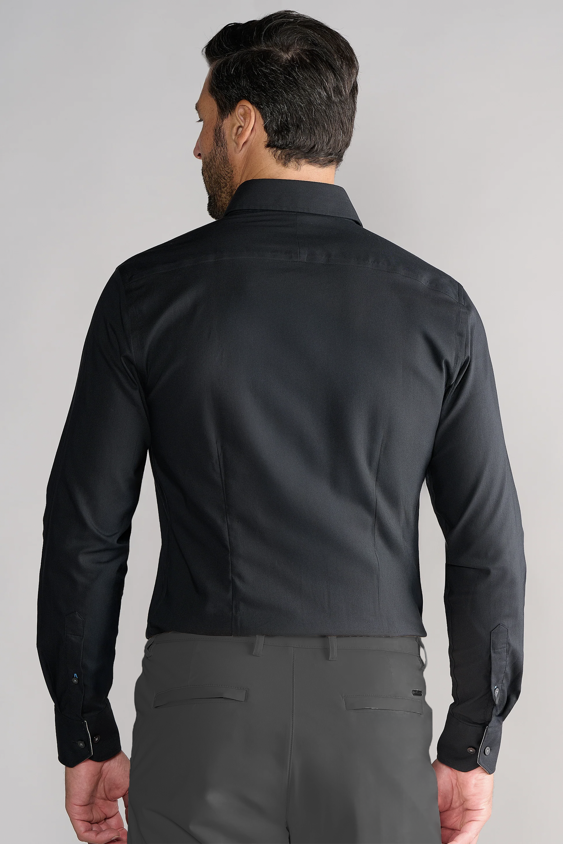 Men's Black 4-Way Stretch Dress Shirt Button Down – Twillory