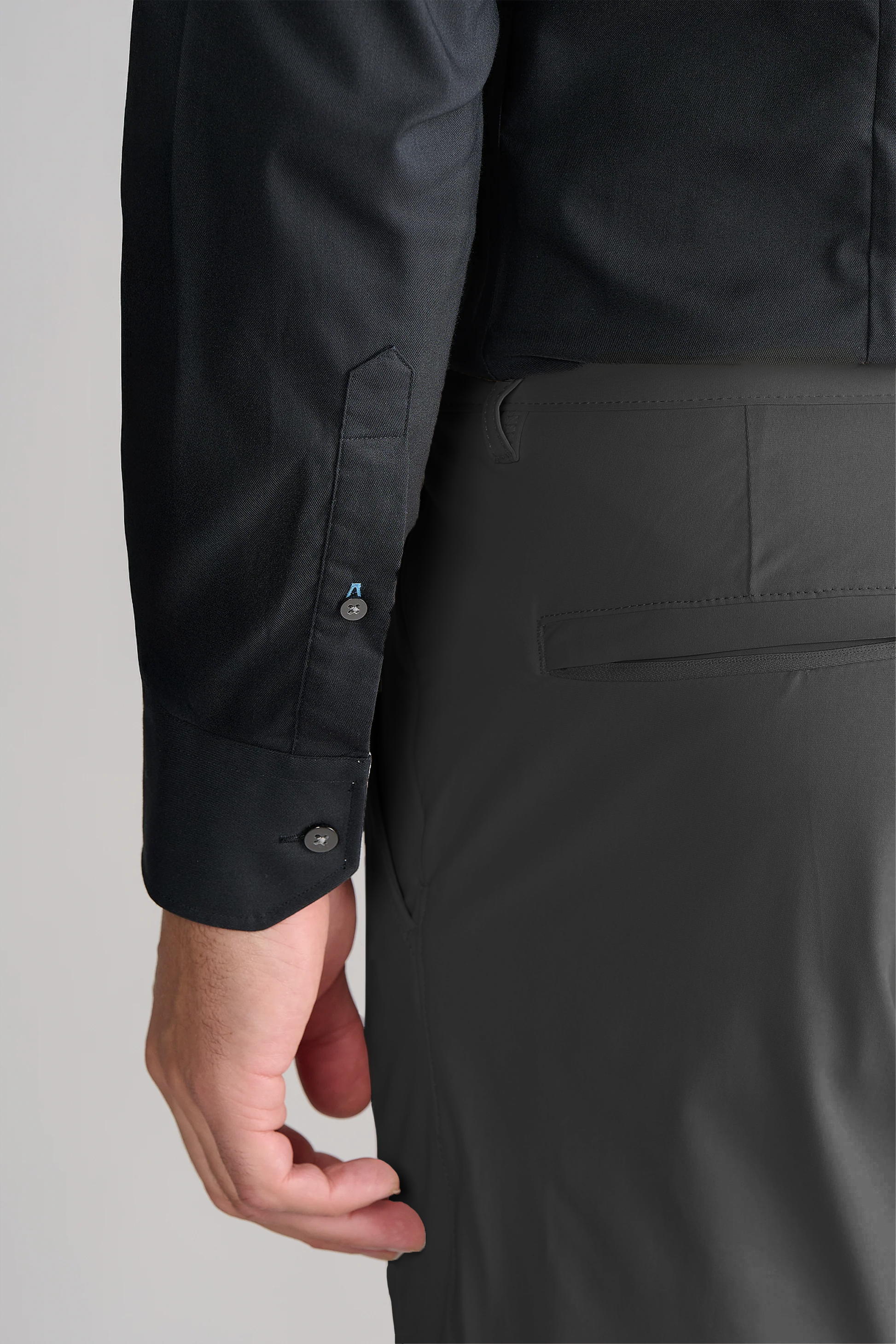 Men's Black 4-Way Stretch Dress Shirt - Button Down Twillory Men's Black 4-Way Stretch Dress Shirt - Button Down Twillory