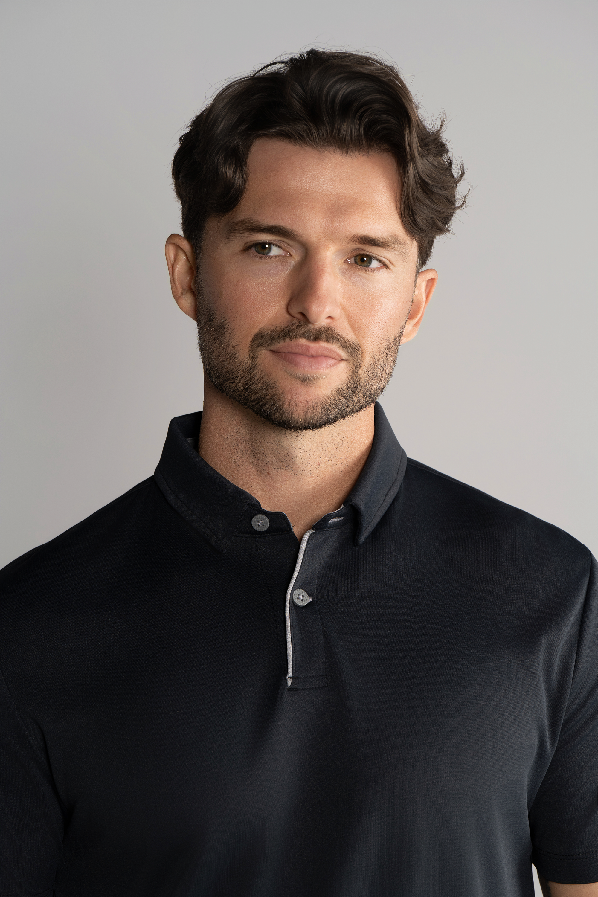 Short Sleeve Polo Contrast // Black Grey