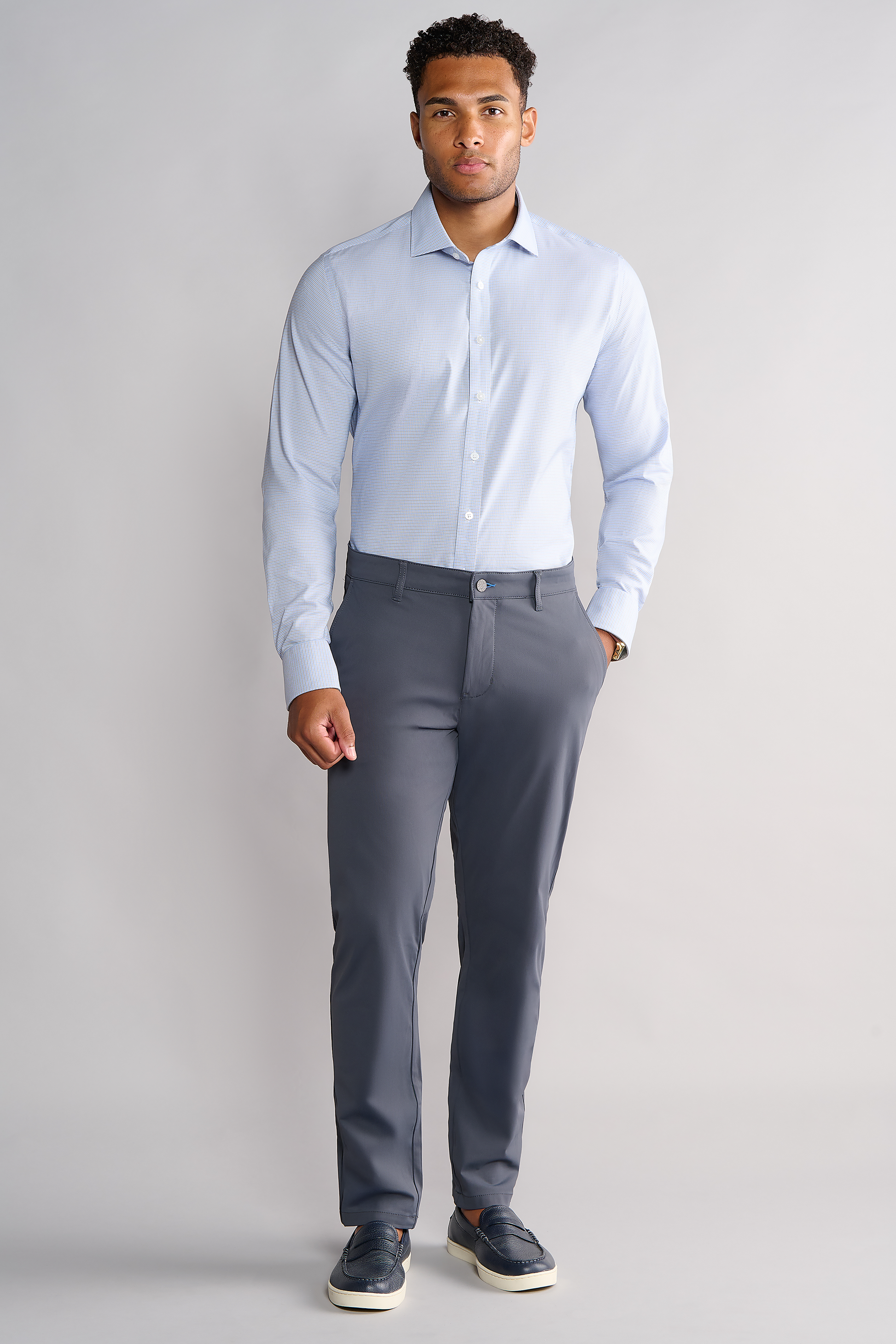 Men's Performance Blue Herringbone Dress Shirt (Pattern Button Down) Twillory Men's Performance Blue Herringbone Dress Shirt (Pattern Button Down) Twillory