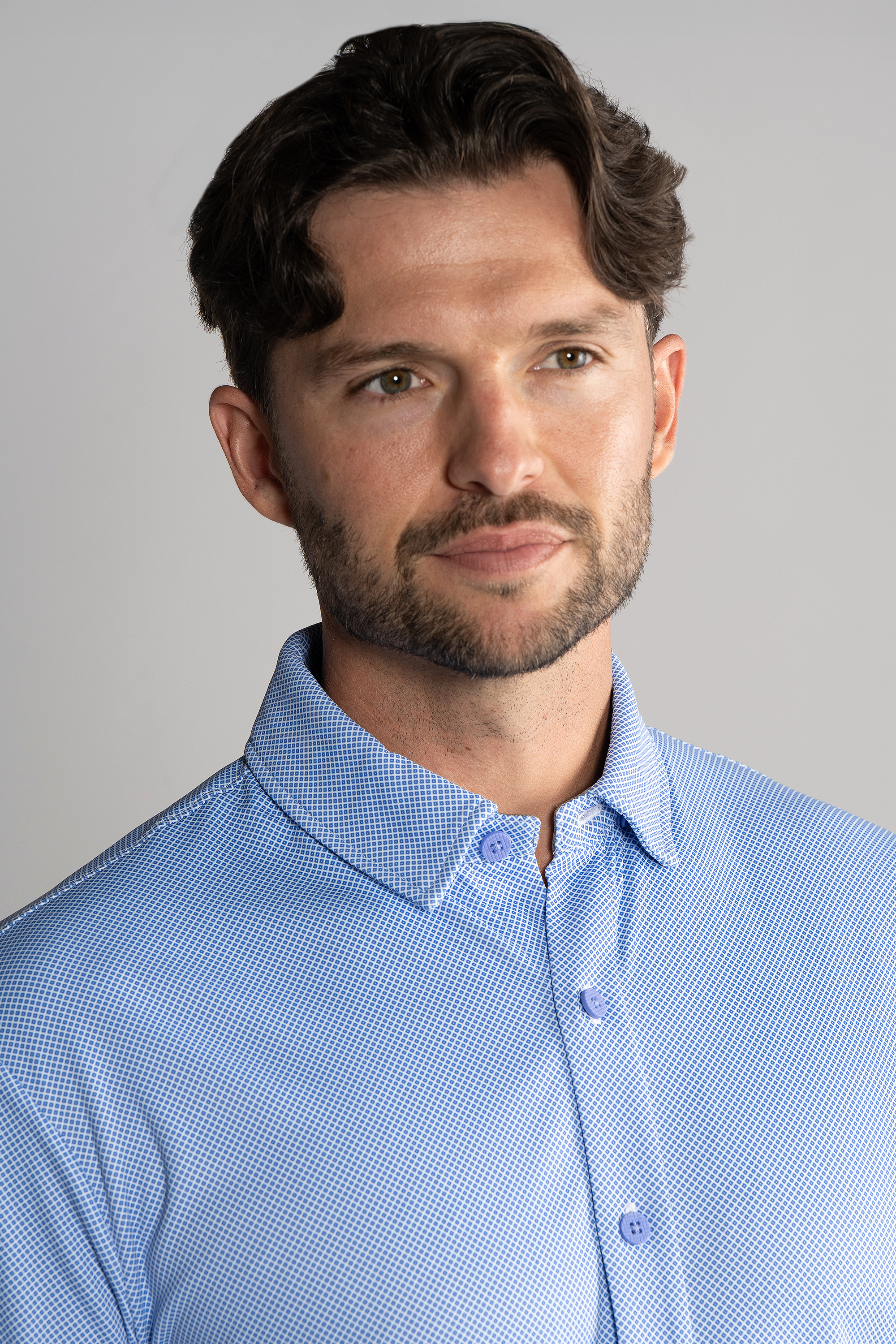 Long Sleeve Button Down Polo Dot // Blue Diamond