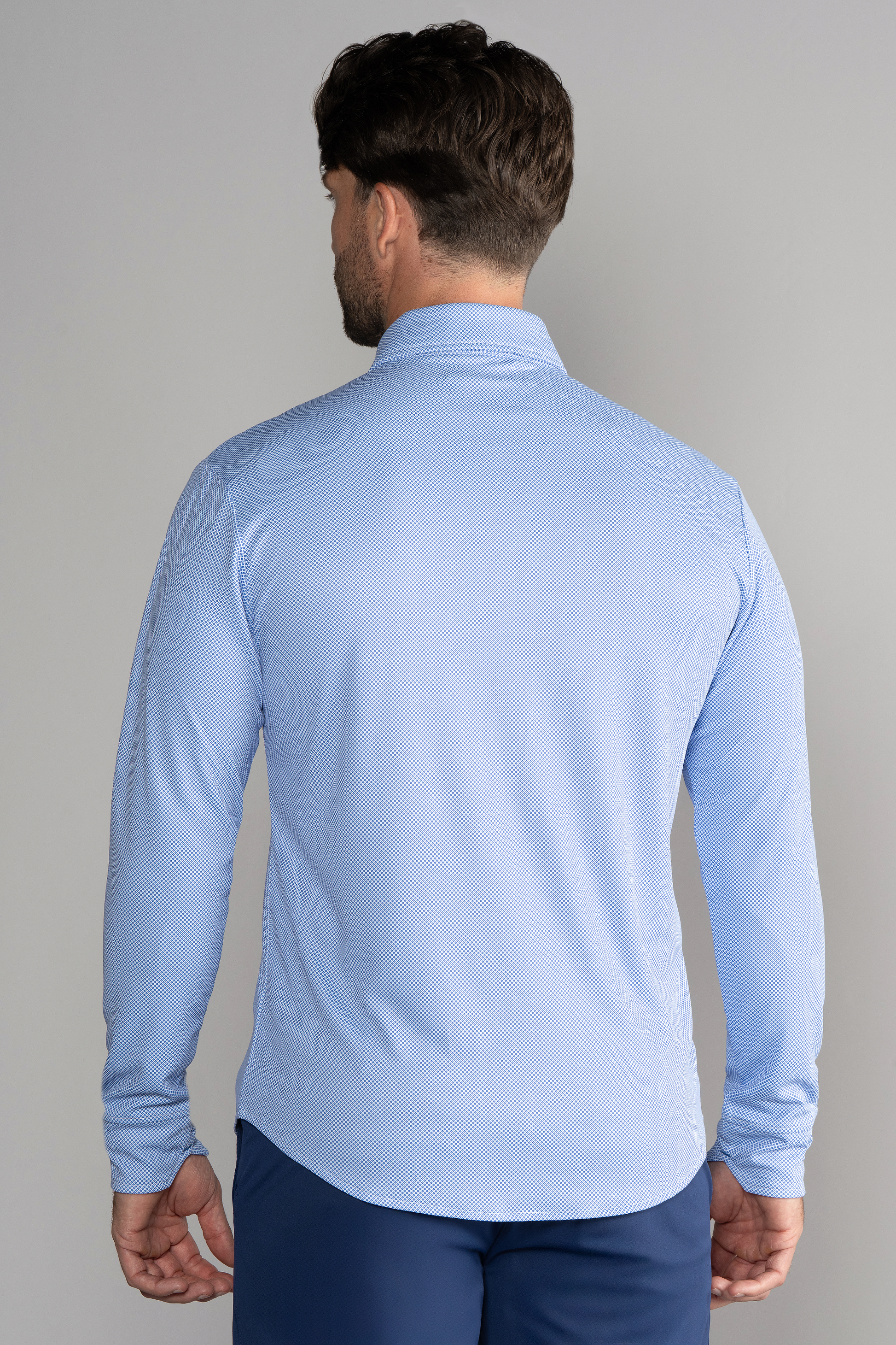 Long Sleeve Button Down Polo Dot // Blue Diamond Twillory Long Sleeve Button Down Polo Dot // Blue Diamond Twillory
