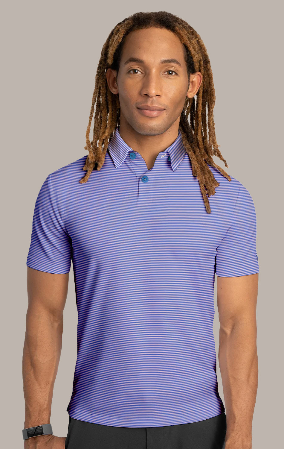 Short Sleeve Polo Stripe // Blue Pink