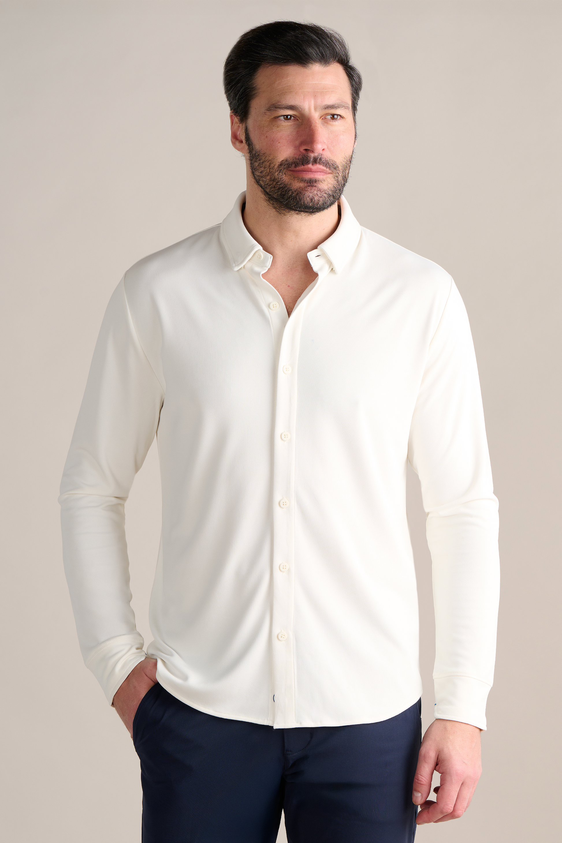 Long Sleeve Button Down Polo Solid // Bone – Twillory