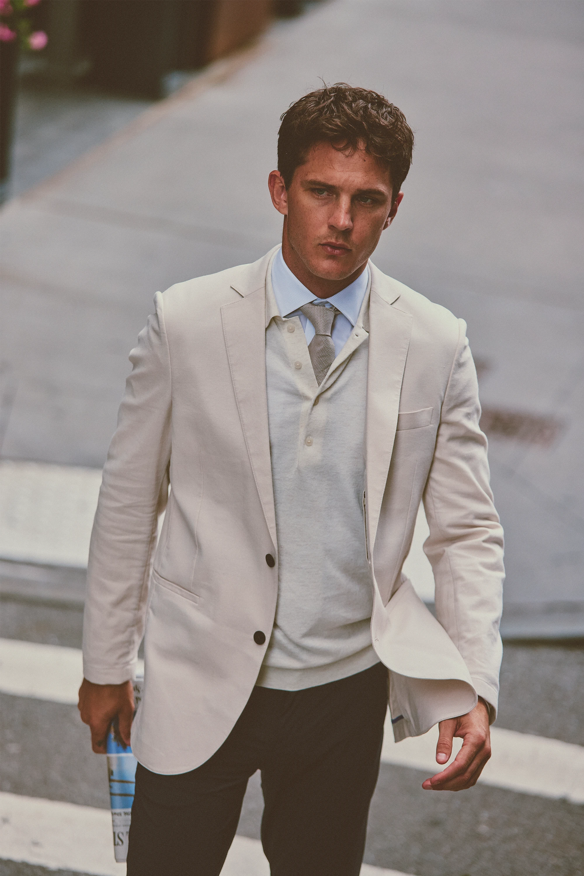 Lightweight Cashmere Polo | Heather Ivory, image 2 of 8