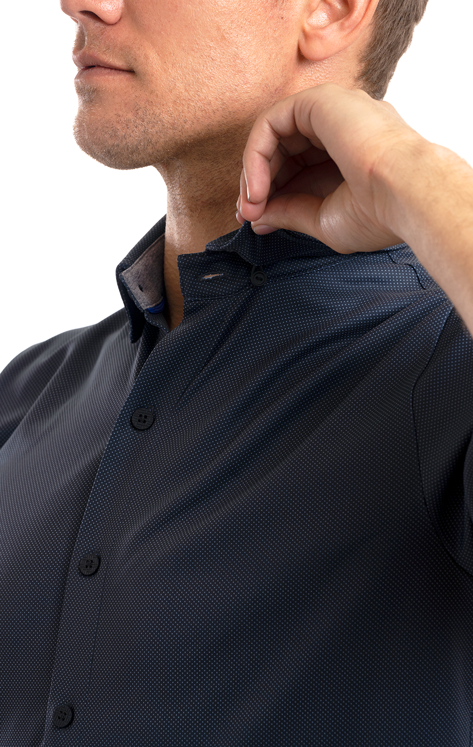 Short Sleeve Button Down Polo Dot // Charcoal