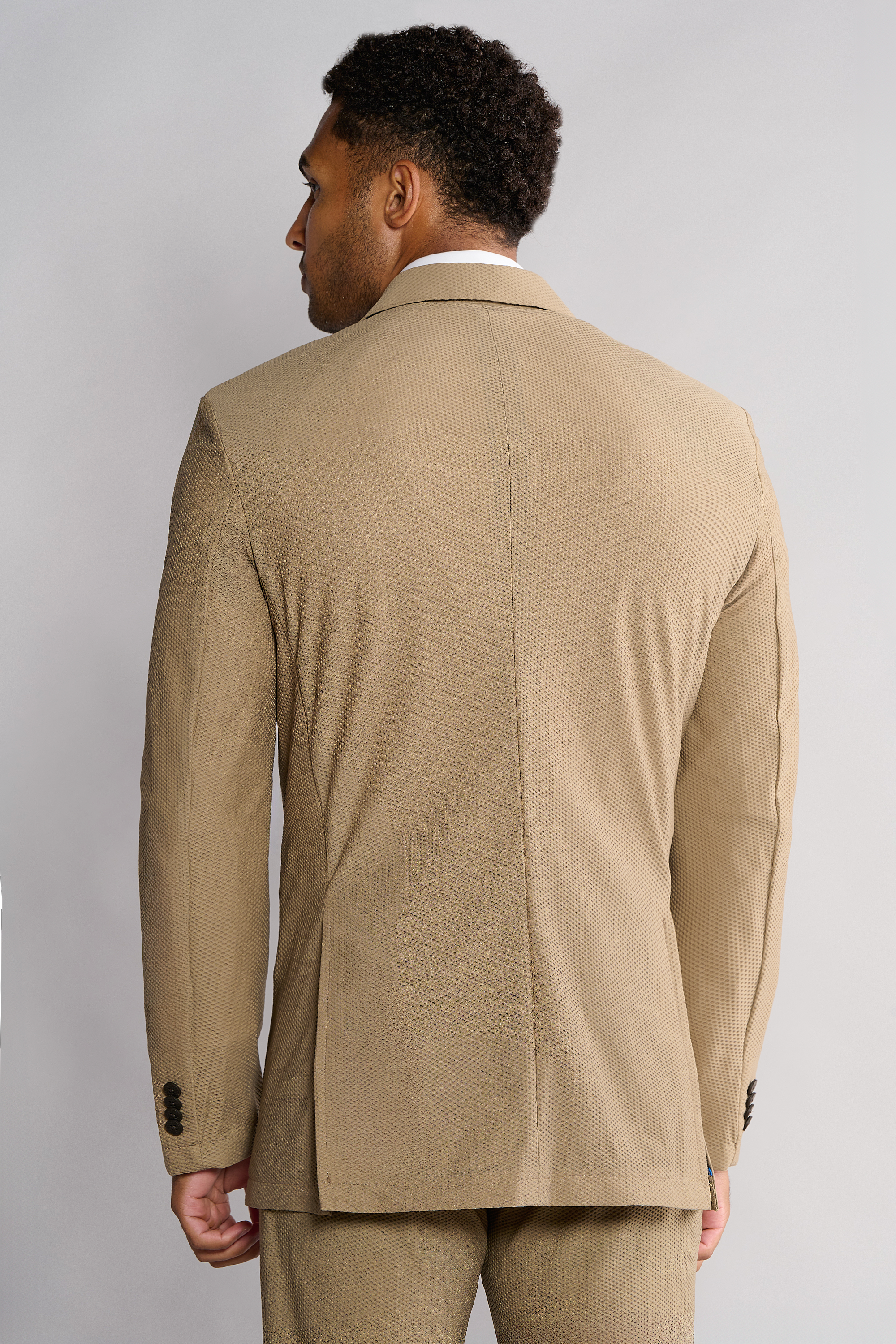 khaki tie blazer