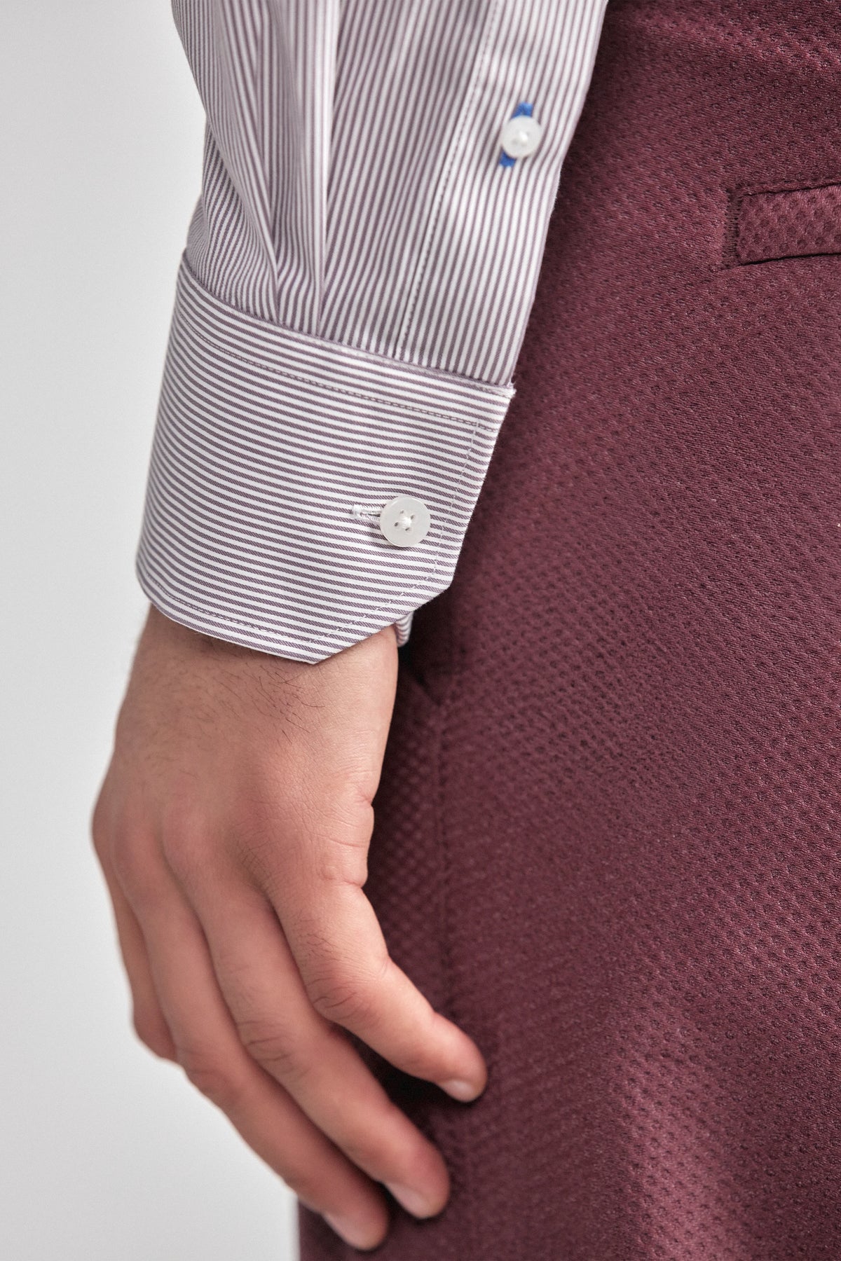 Leader Non-Iron Stripe // Lilac Mini, view 6 of 8