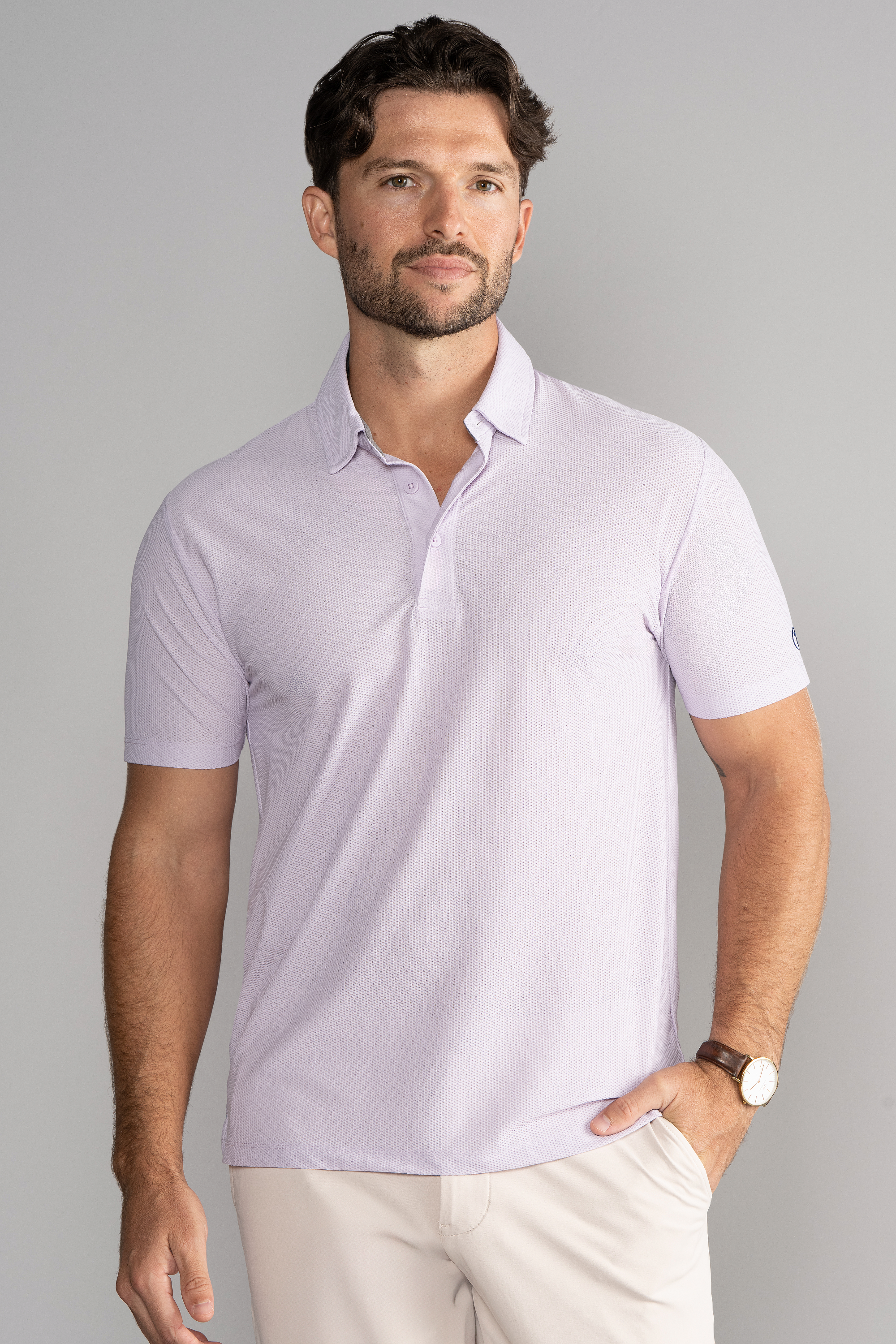 AIR 3 Button Polo Solid // Lilac