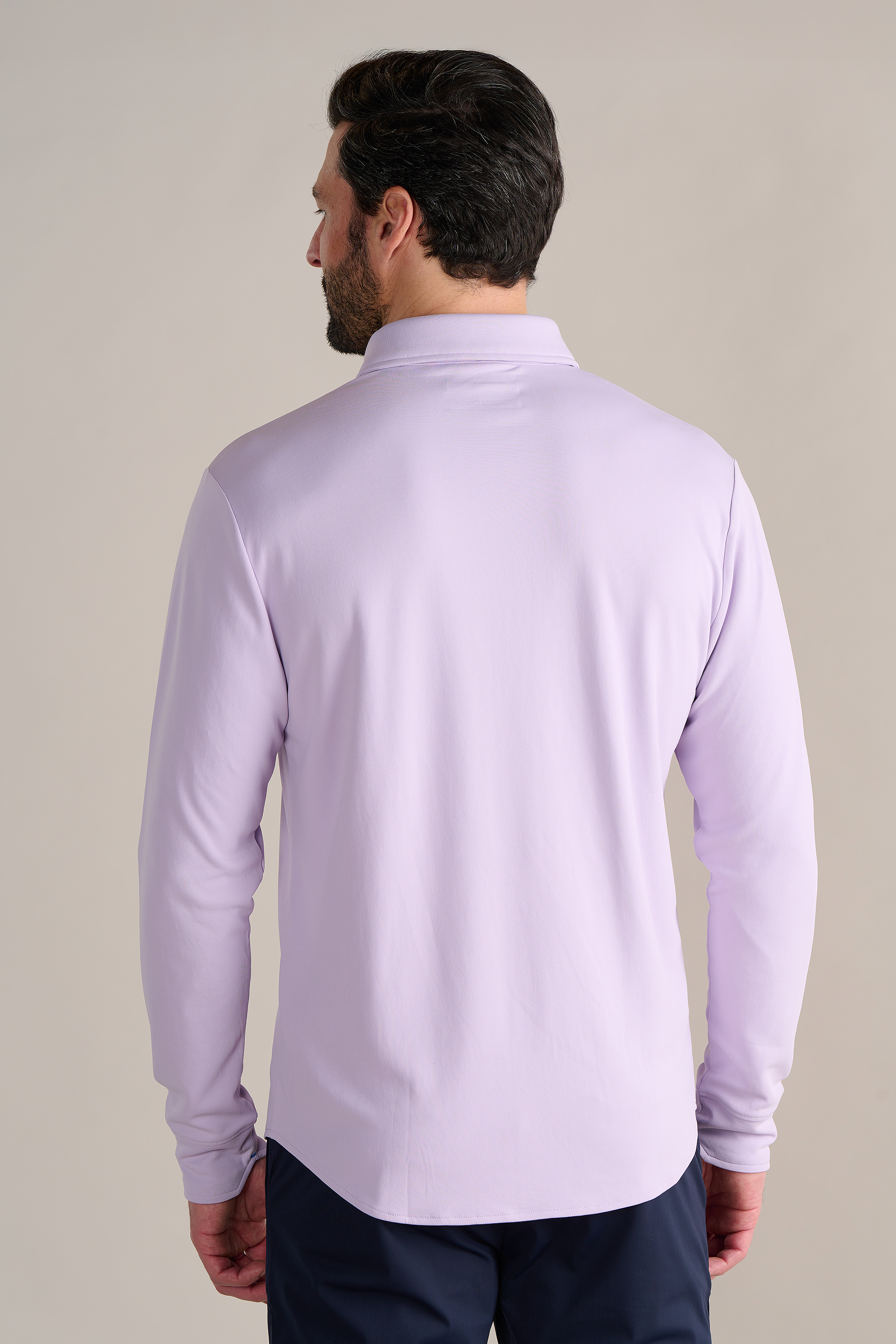 Long Sleeve Button Down Polo Solid // Lilac