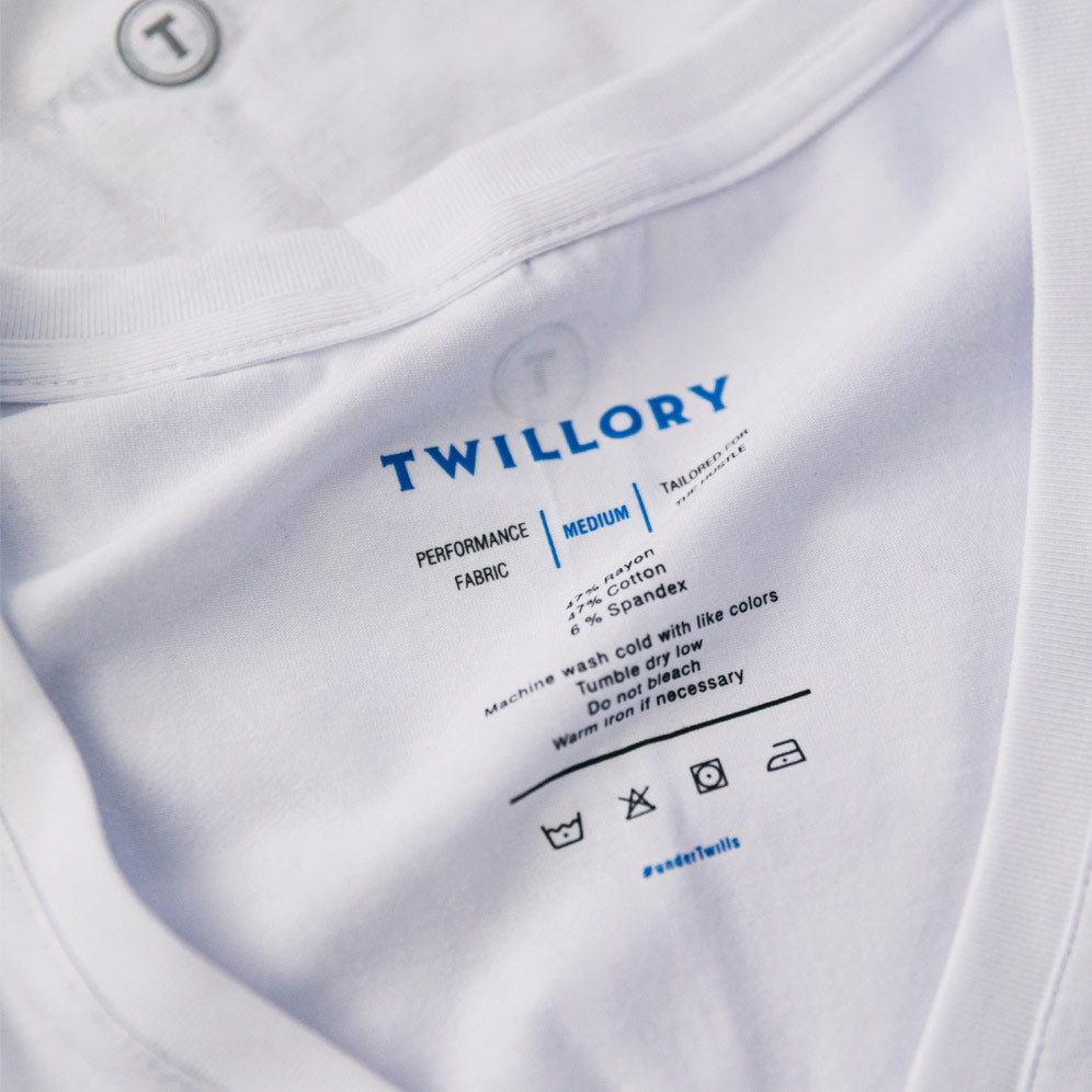 Men's Performance V Neck T-Shirt - White | Twillory