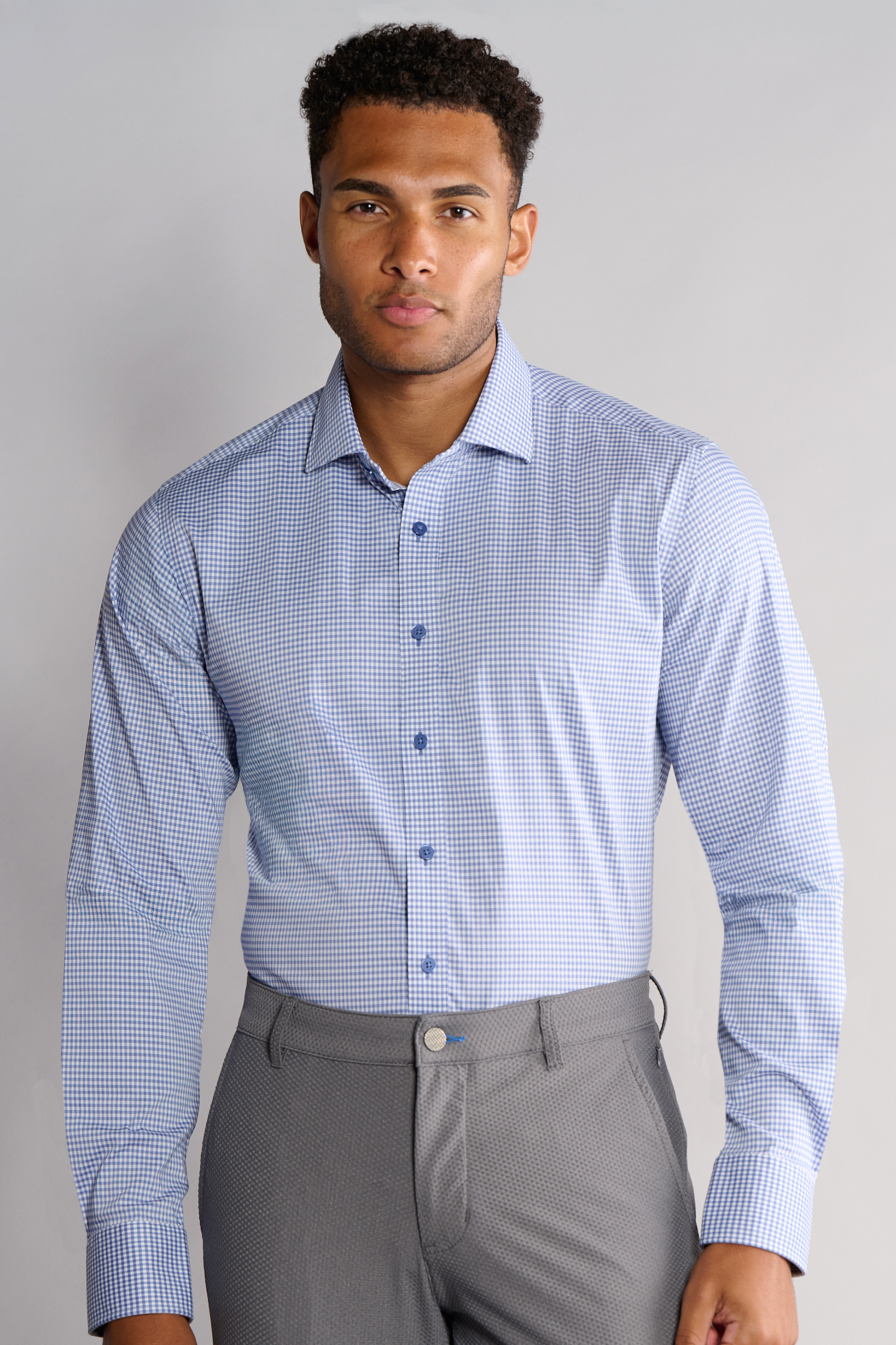 Men's Black & White Houndstooth Grid Dress Shirt: Performance Stretch | Twillory Men's Black & White Houndstooth Grid Dress Shirt: Performance Stretch | Twillory