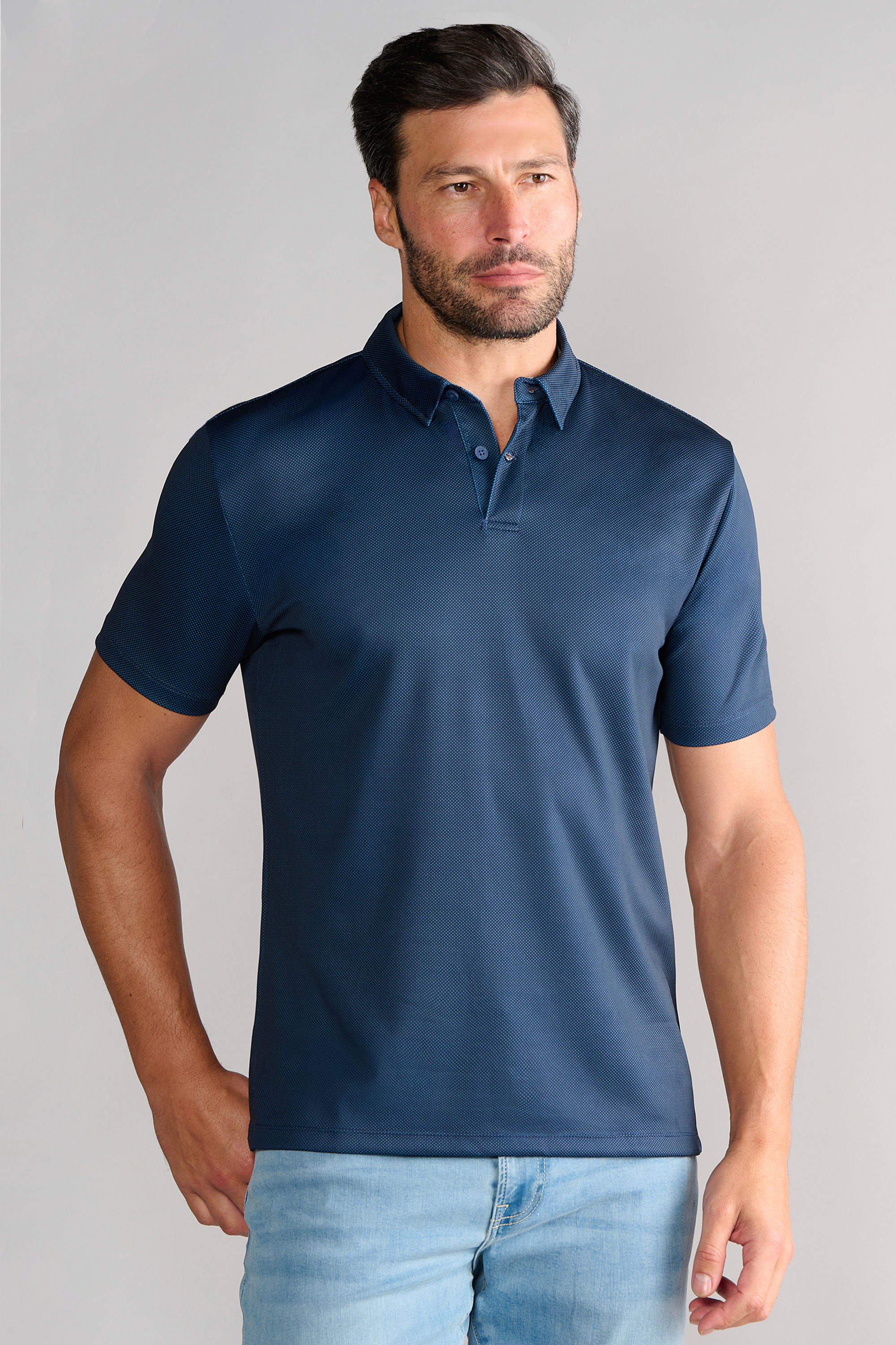 Short Sleeve Polo Dot // Navy