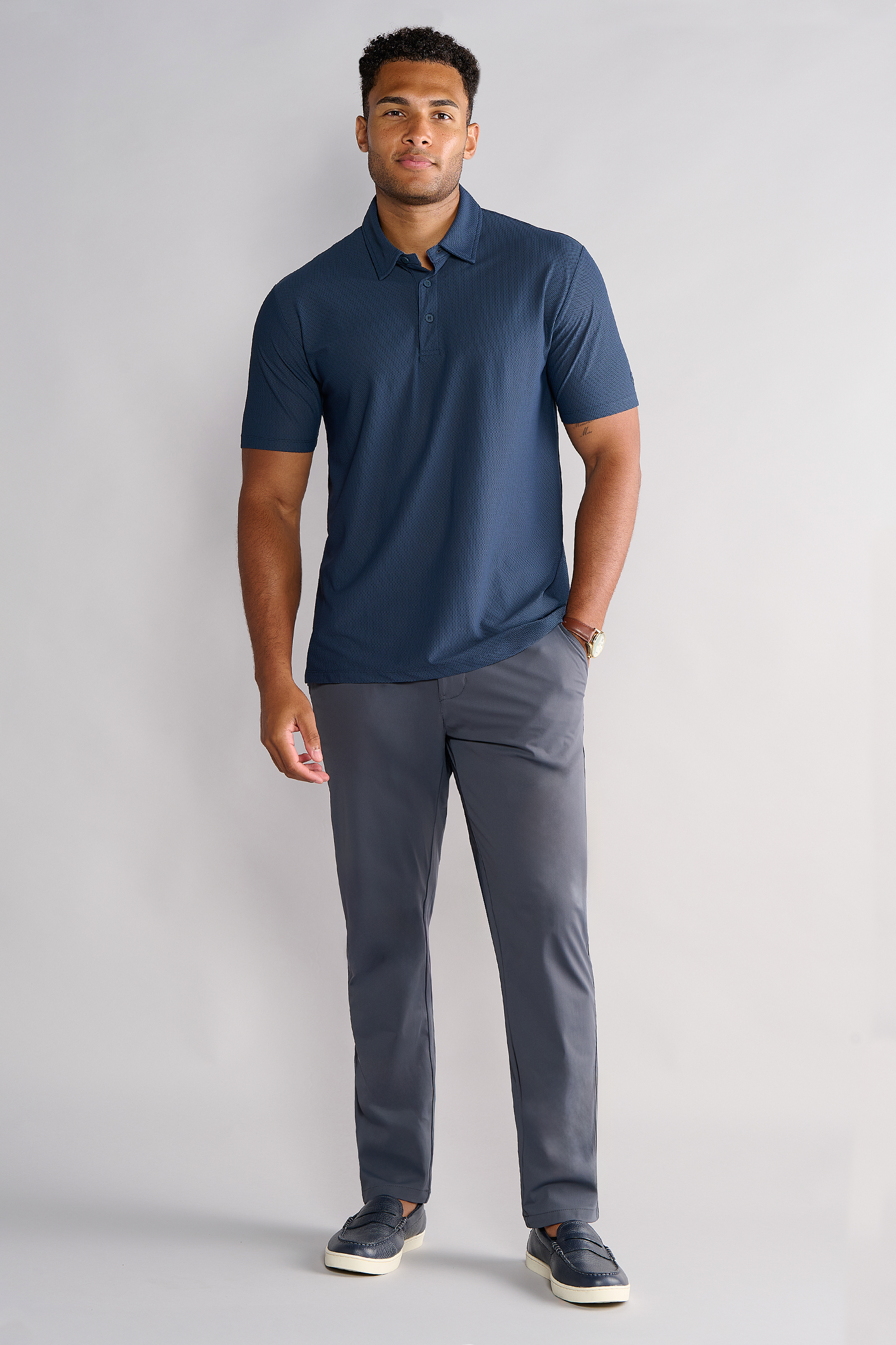 Grey Dress Pants With Polo Shirt AIR Button Polo Solid // Navy Twillory Grey Dress Pants With Polo Shirt AIR Button Polo Solid // Navy Twillory