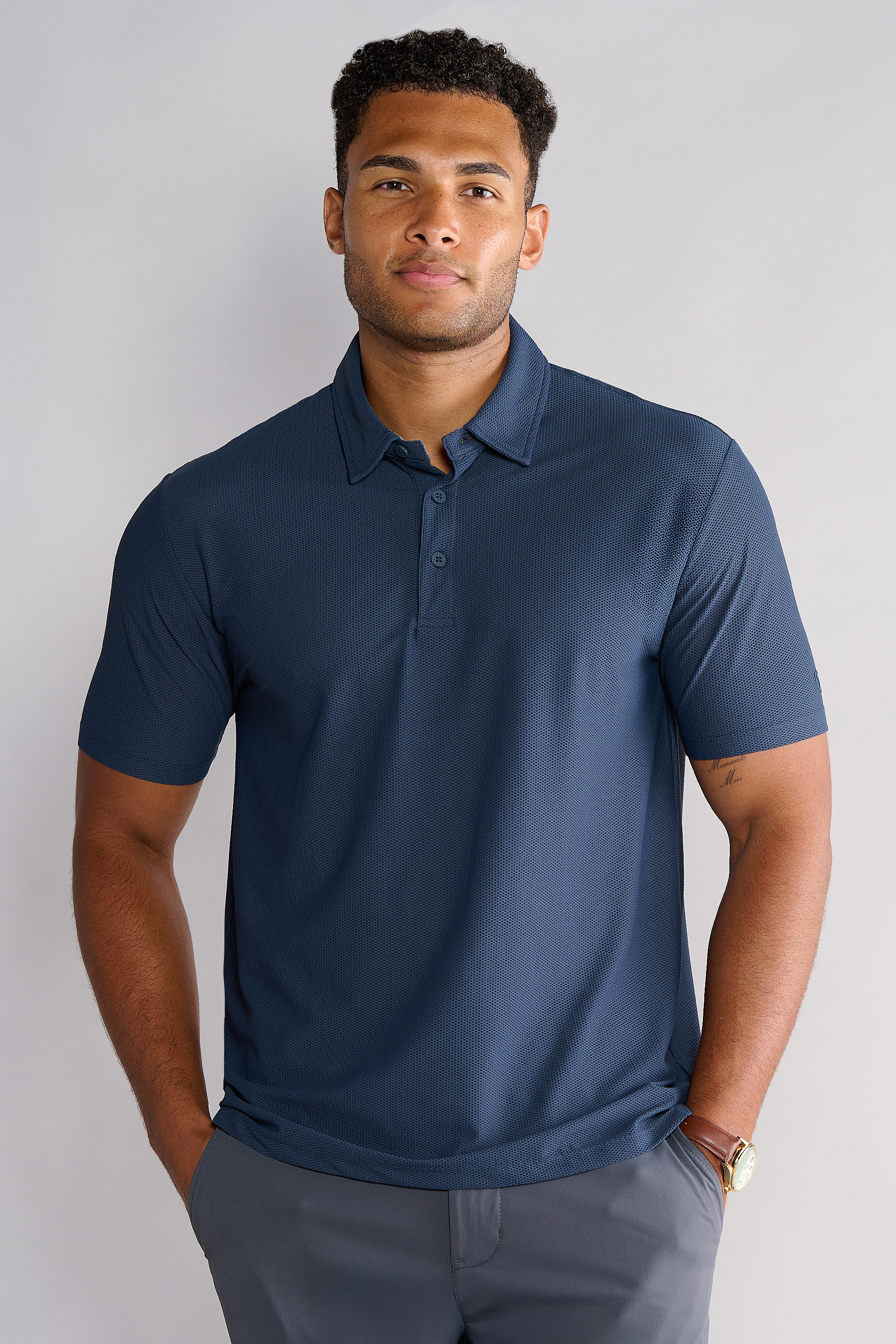 AIR 3 Button Polo Solid // Navy