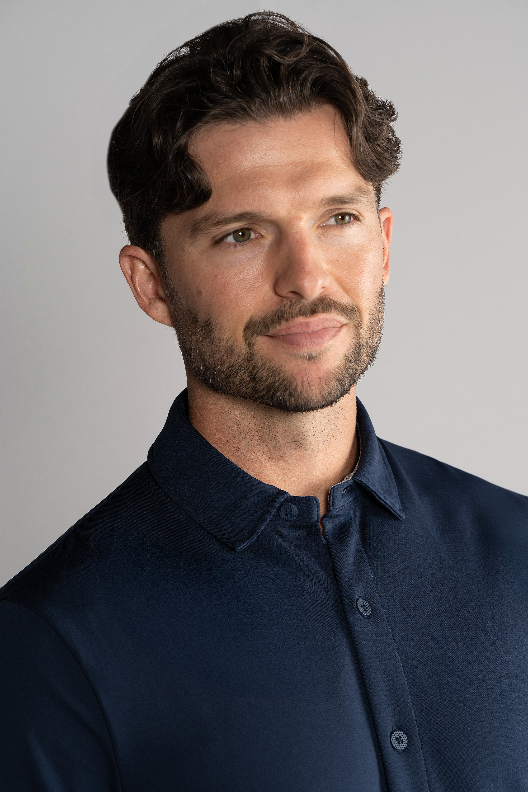 Long Sleeve Button Down Polo Solid // Navy