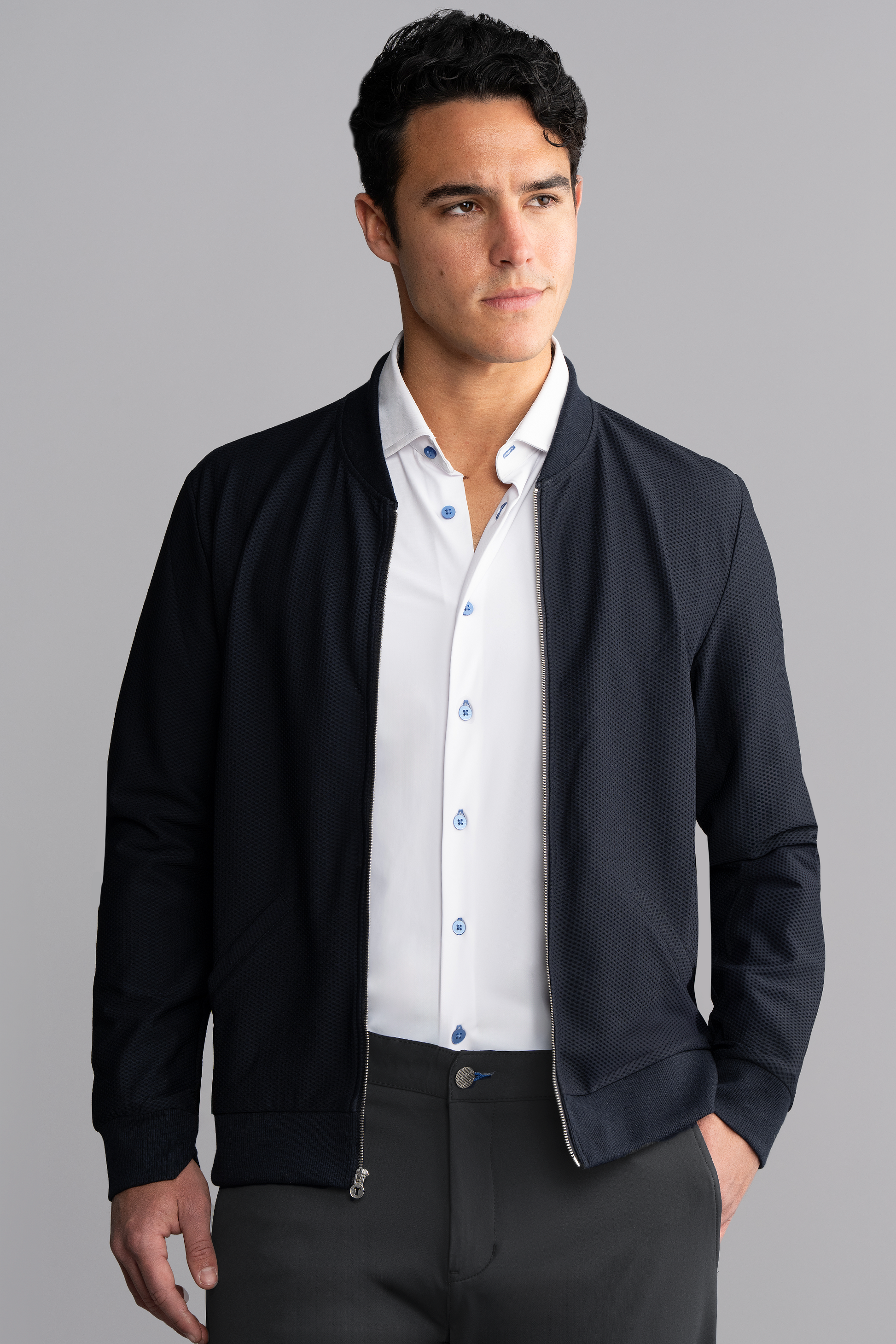 dress shirt and bomber jacket How to Wear a Bomber Jacket: The Essential Guide for Men