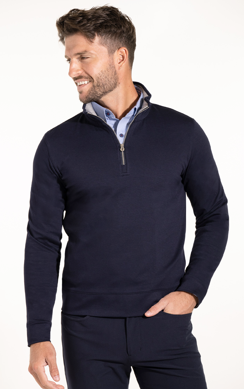 Navy Blue Quarter Mens Navy Half Zip Sweater Men's Performance