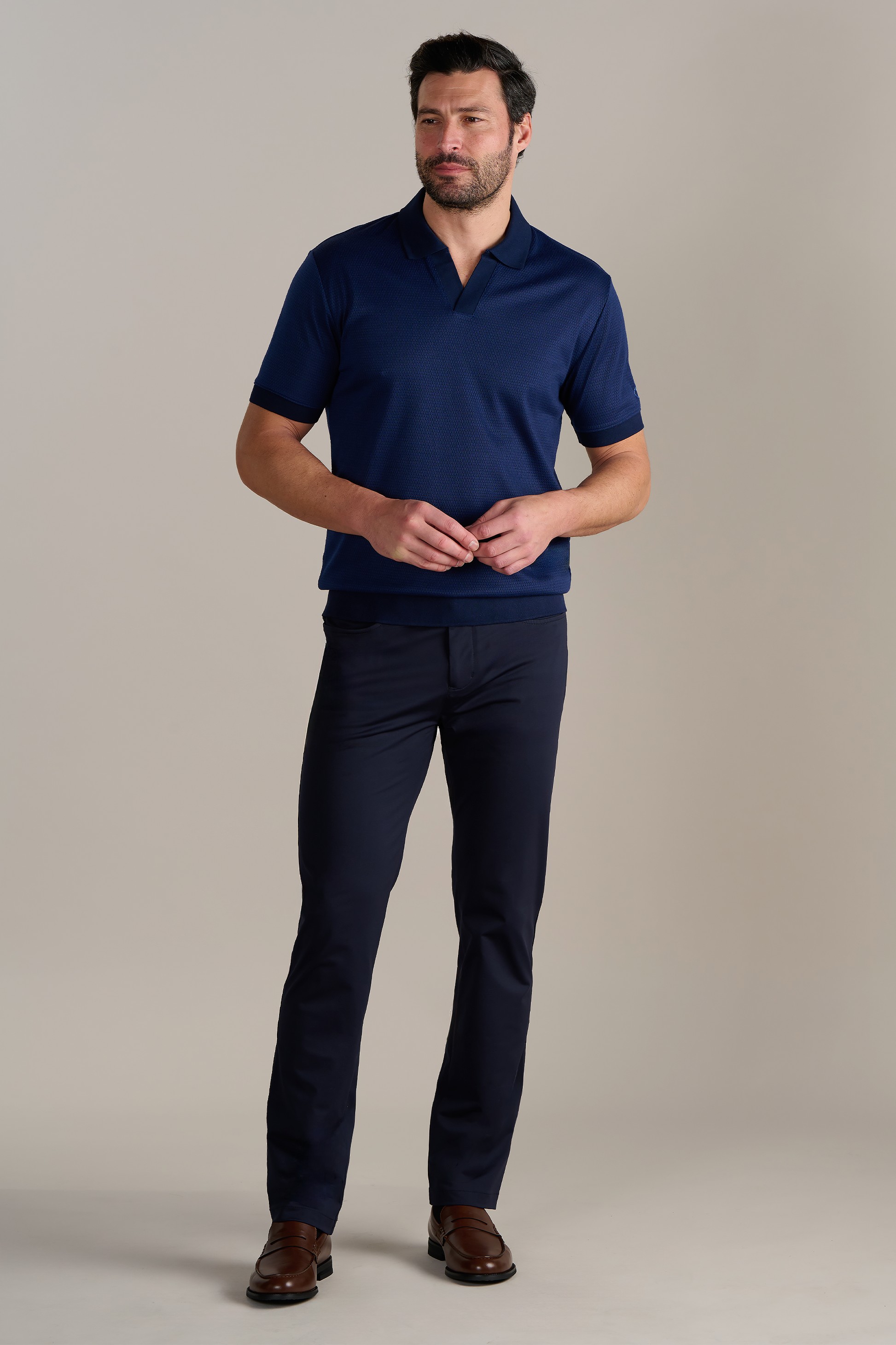 brown dress pants blue shirt Dressing Blue Shirt Brown Pants Young Stock Photo 150029225