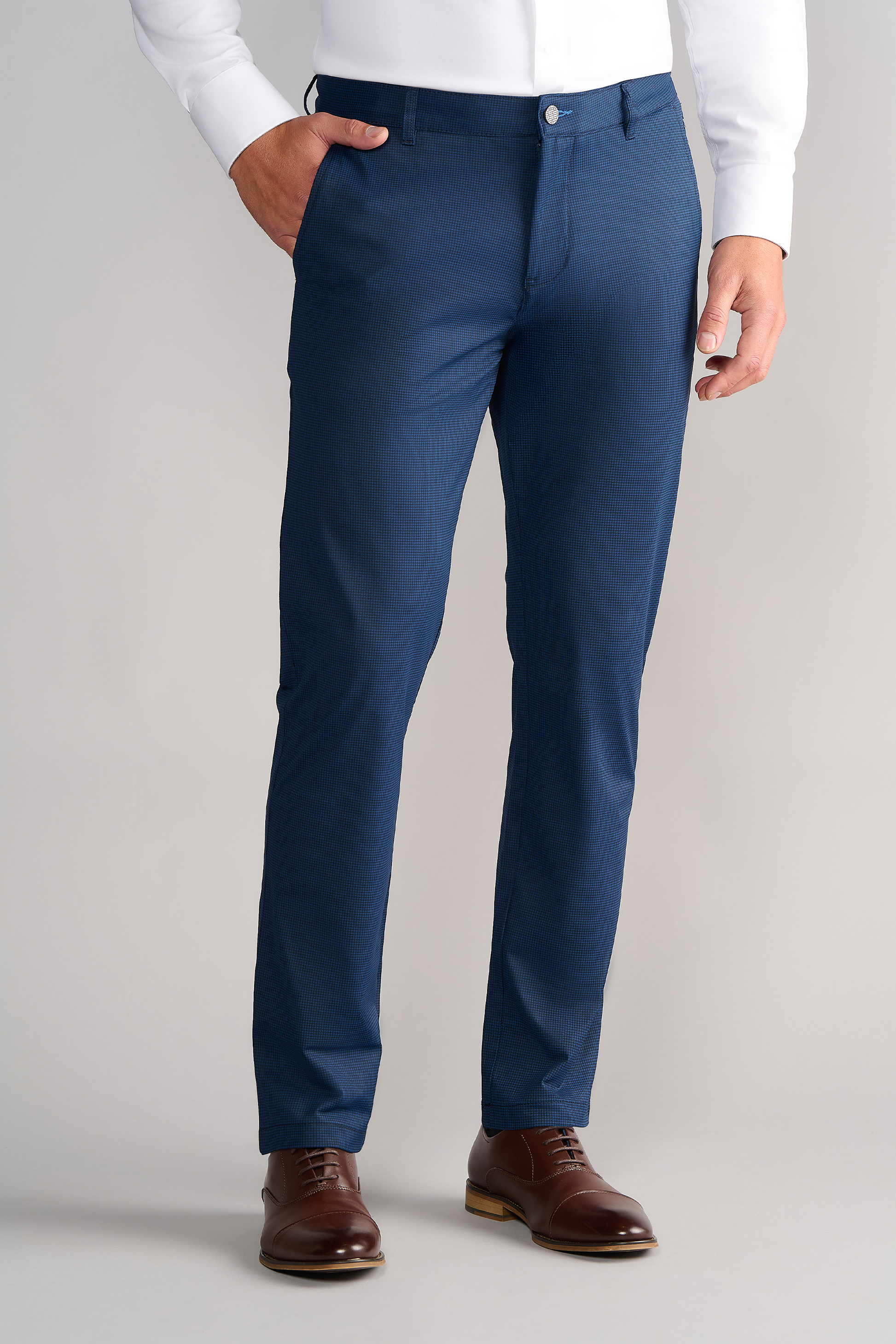 Men's Houndstooth Dress Pants (Navy Blue Performance Slacks