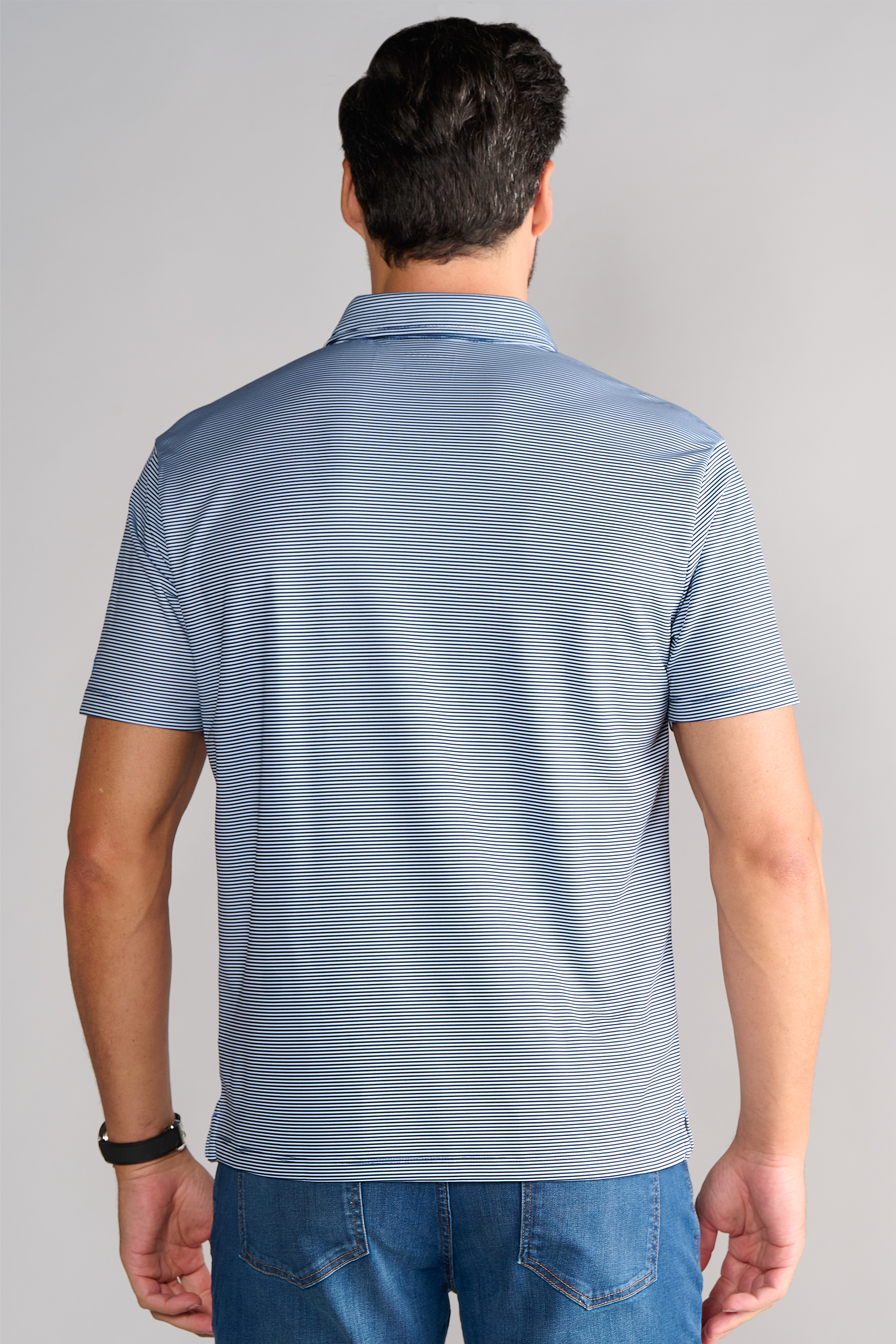 Short Sleeve Polo Stripe // Navy White