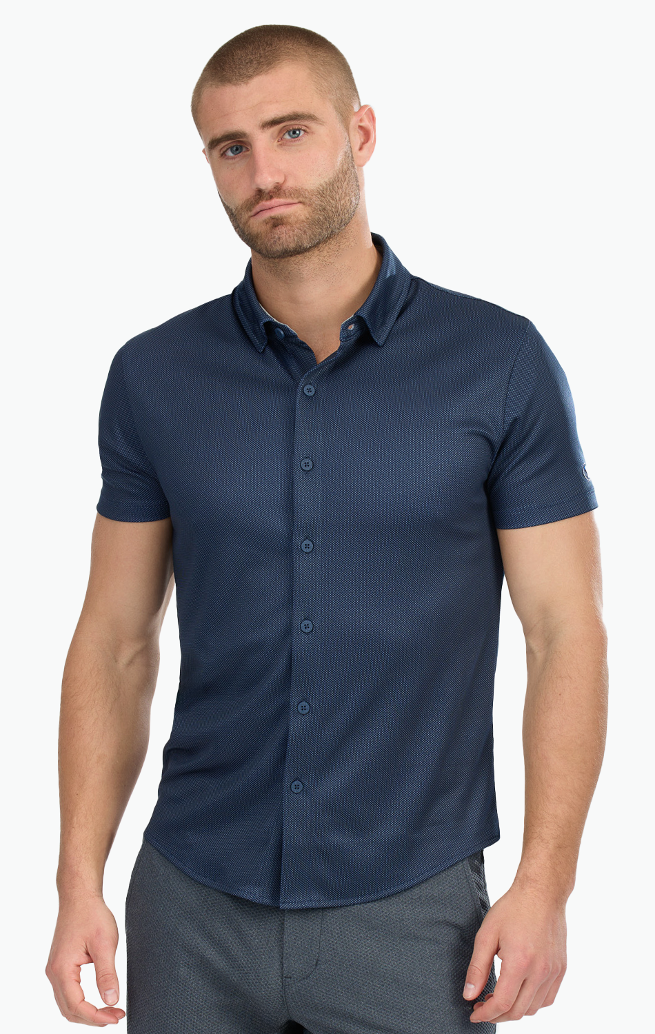 Navy polo button down hot sale