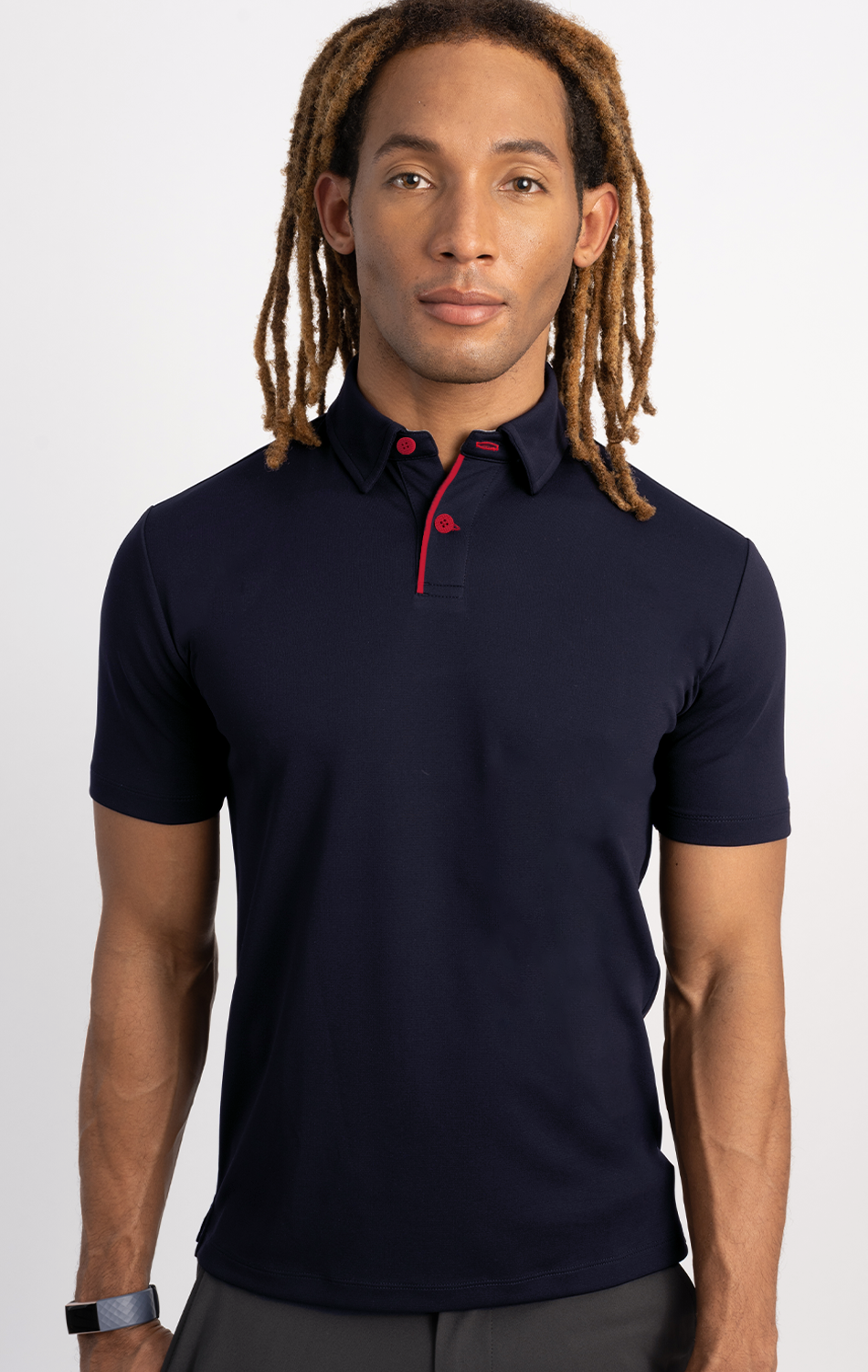 Short Sleeve Polo Contrast // Navy Red
