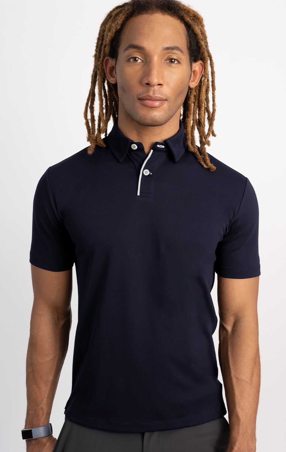 Short Sleeve Polo Contrast // Navy White