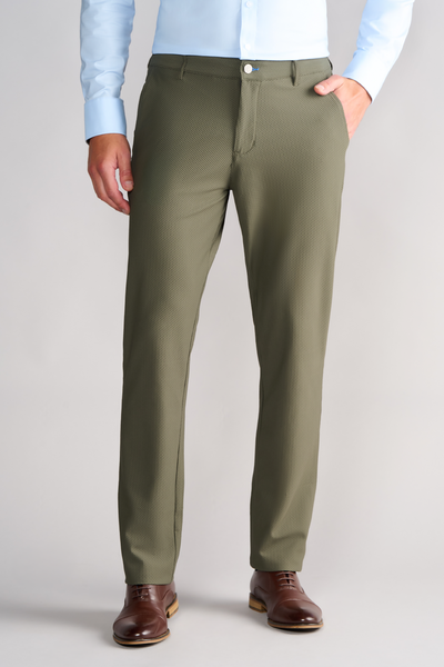 Men's Air Pants Olive Tailored - Multicolor - Non Iron - Comfortable 4 Way Stretch - W-32 L-30