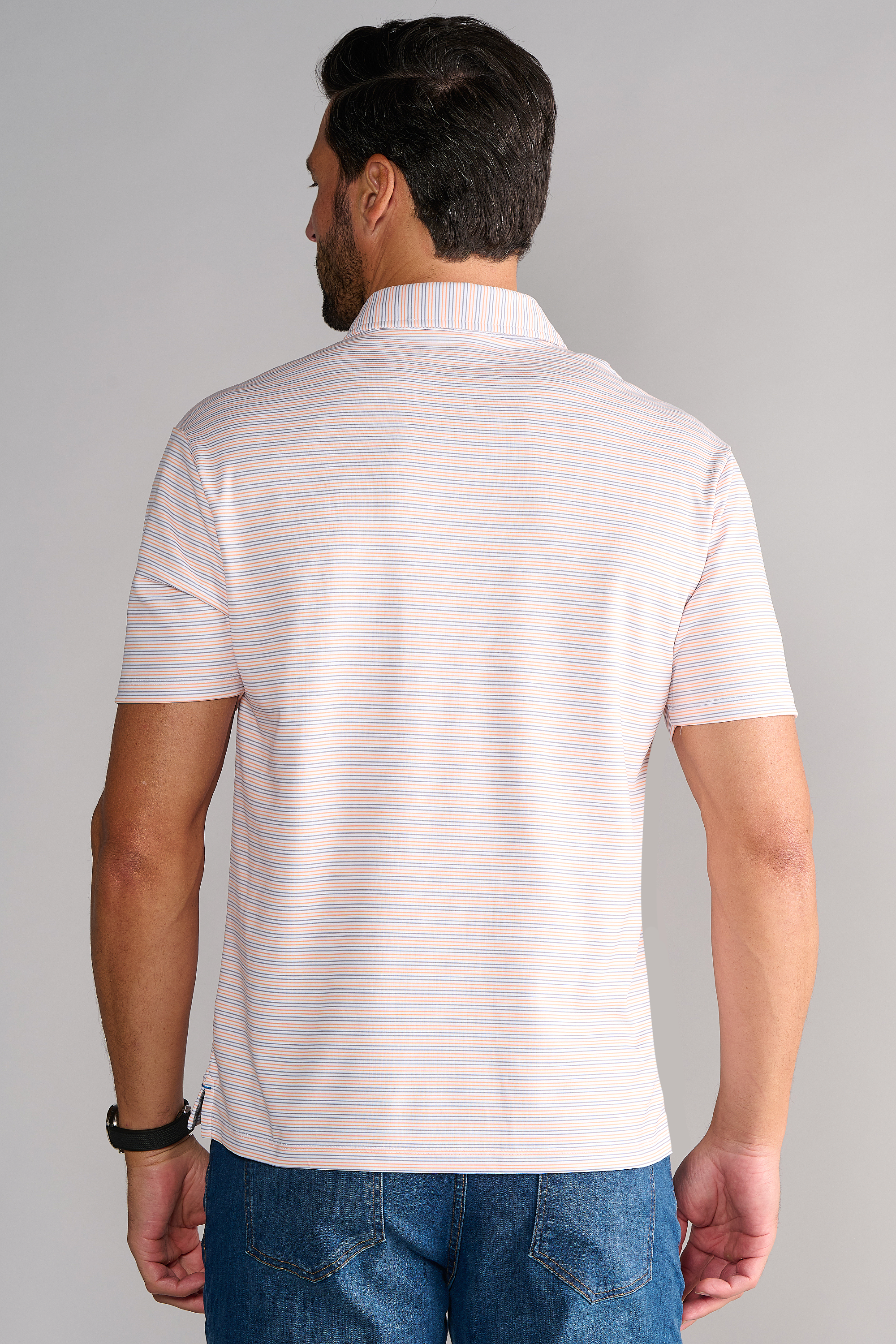Short Sleeve Polo Stripe // Orange Blue