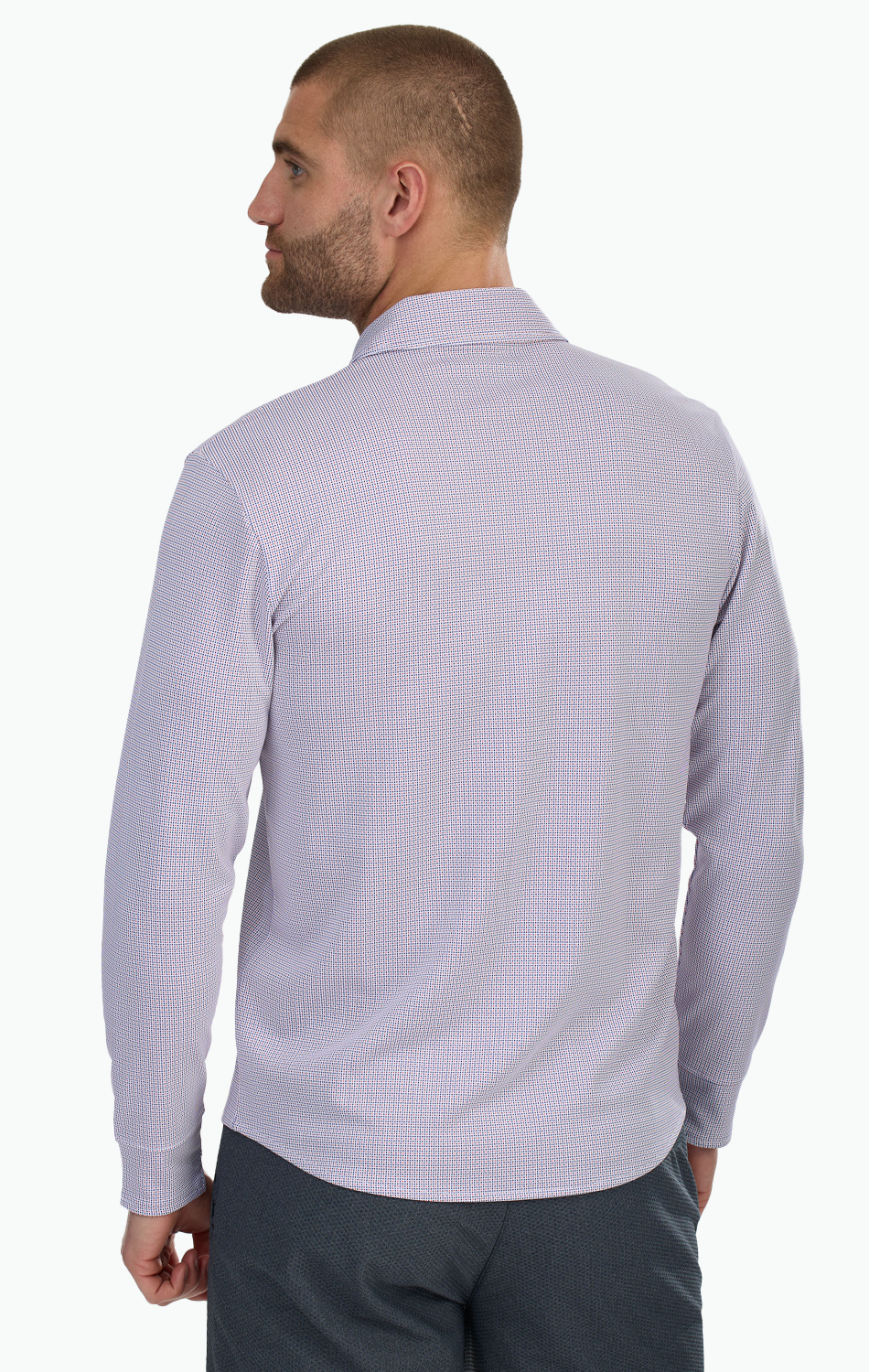 Long Sleeve Button Down Polo Dot // Orange Blue