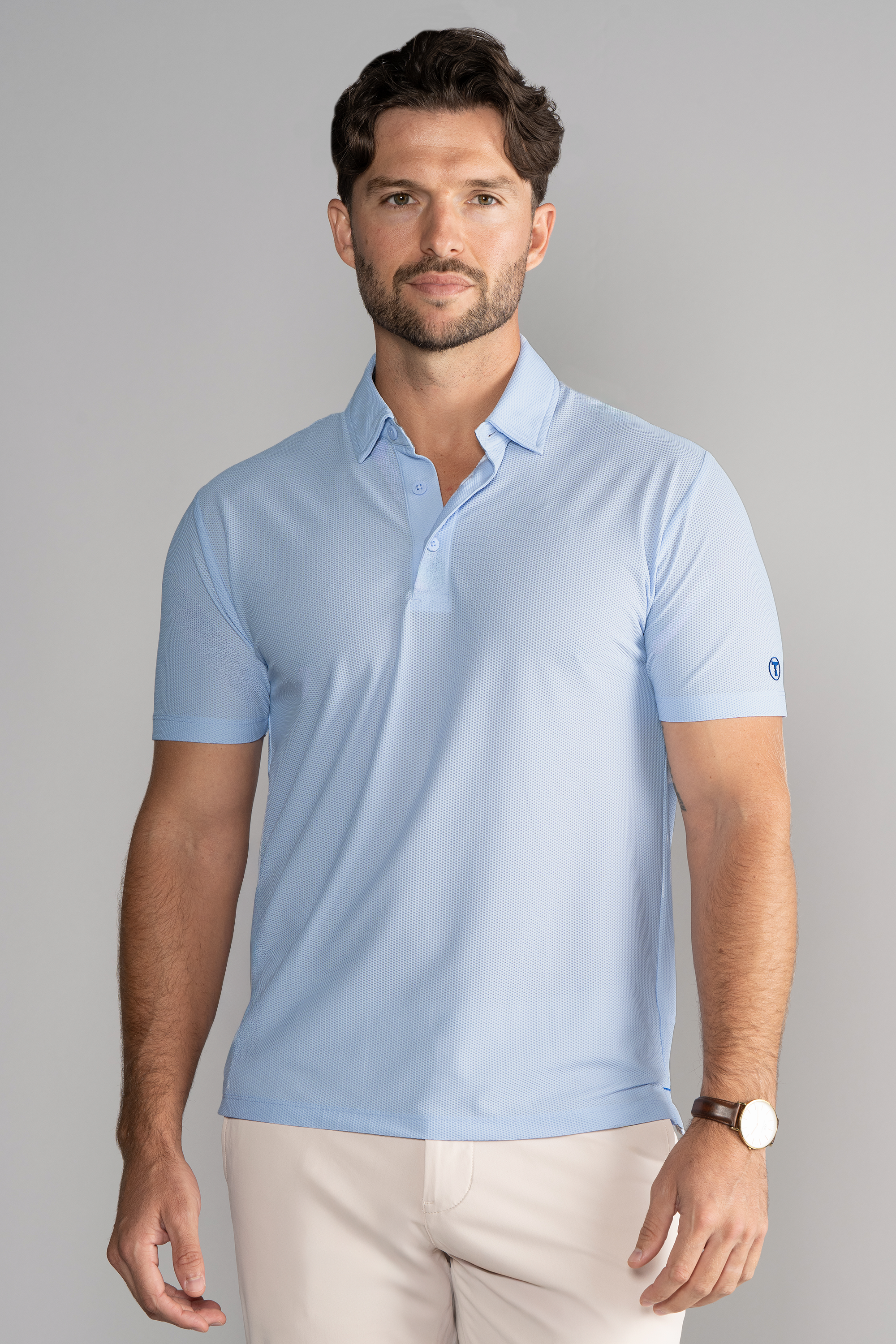 AIR 3 Button Polo Solid // Powder Blue