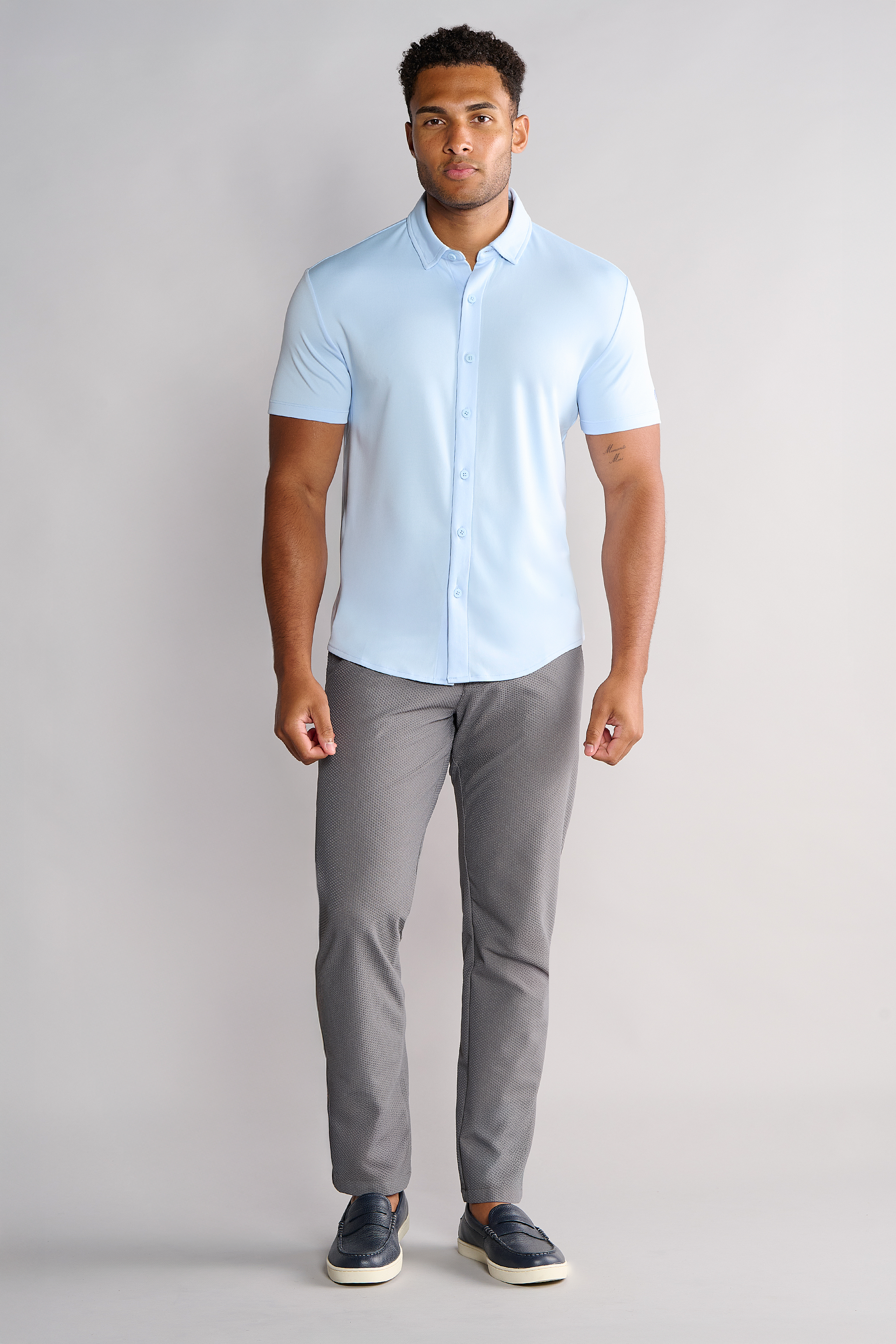 Short Sleeve Button Down Polo Solid // Powder Blue – Twillory