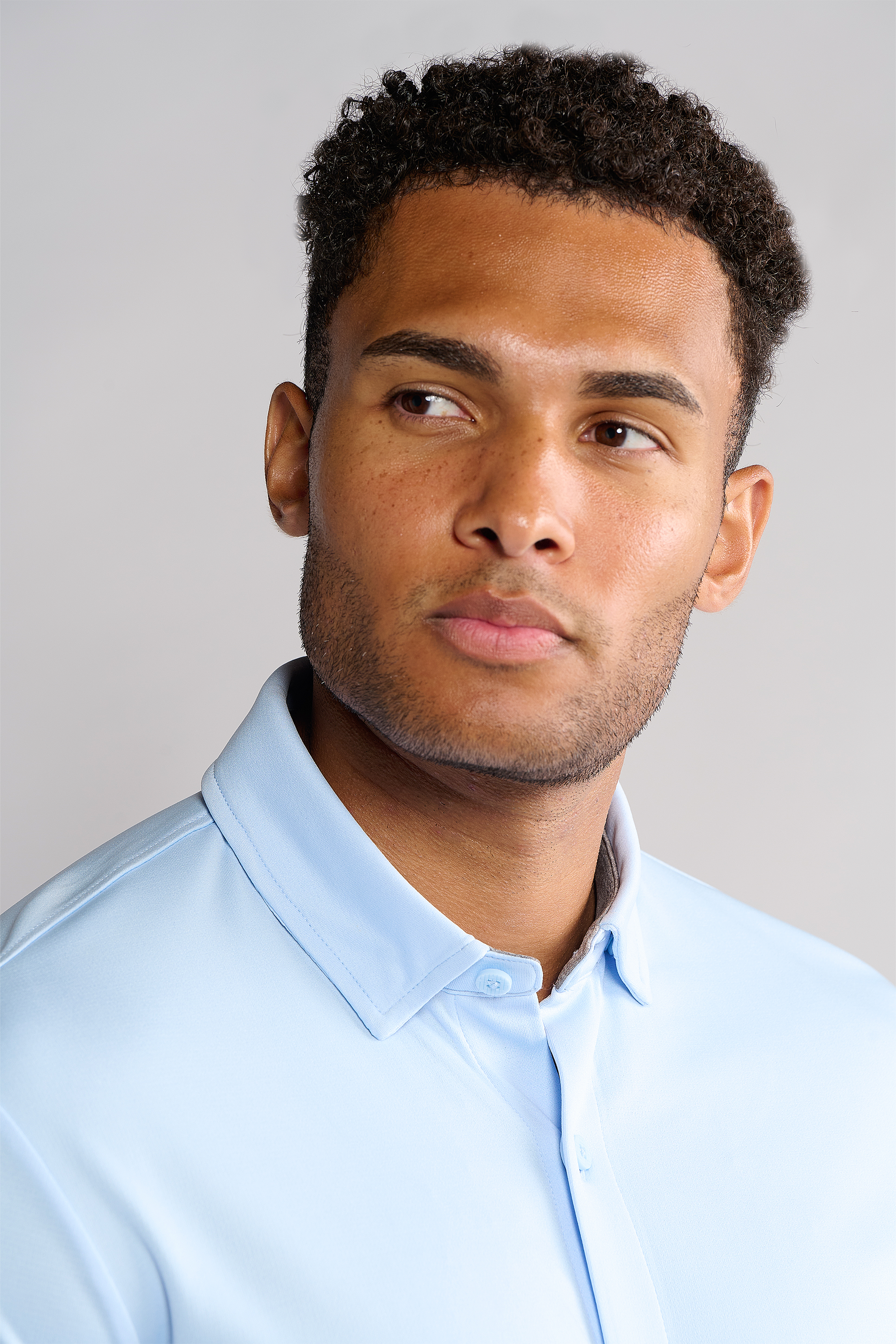 Short Sleeve Button Down Polo Solid // Powder Blue Twillory Short Sleeve Button Down Polo Solid // Powder Blue Twillory