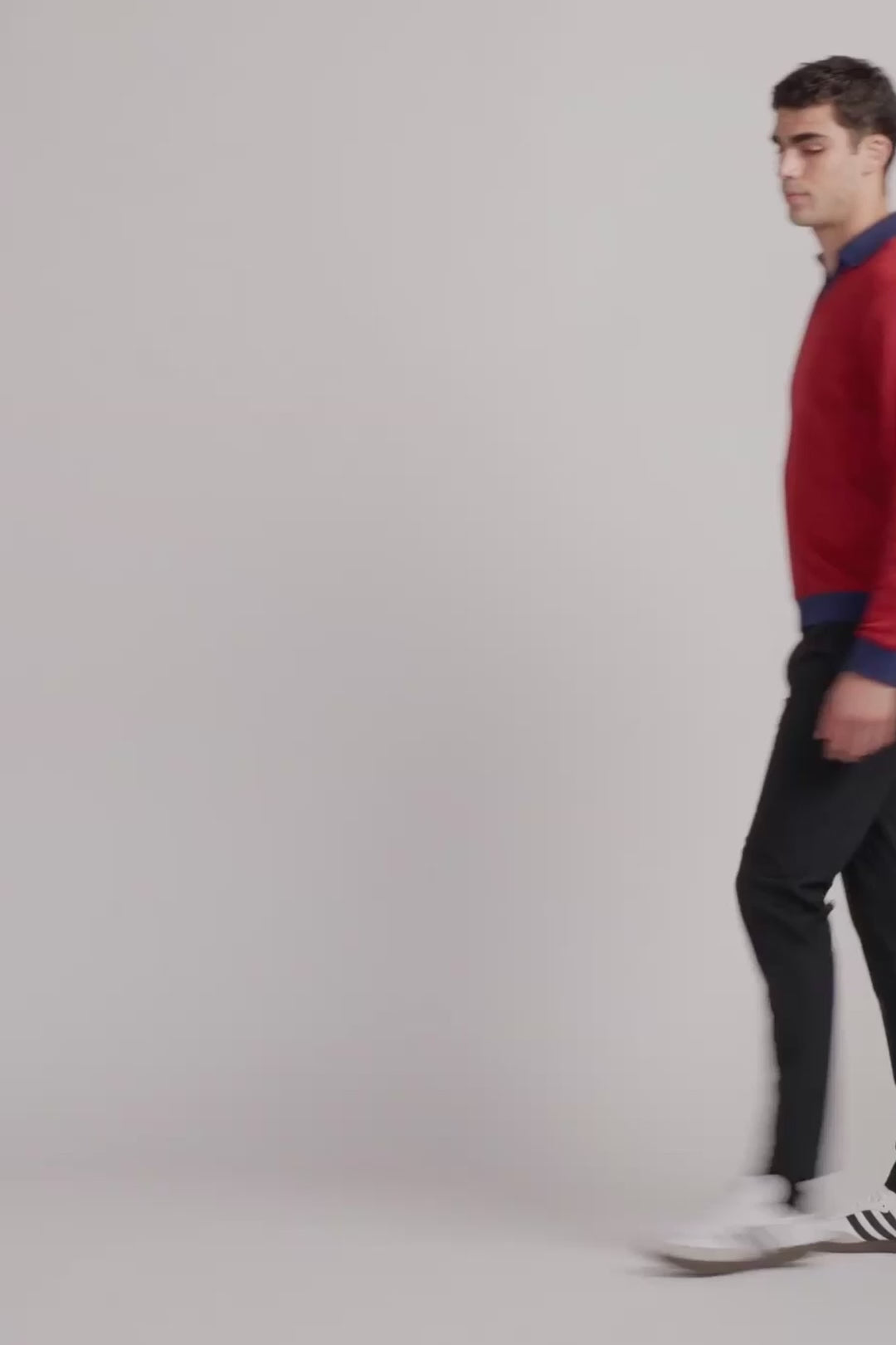 Load video: Long Sleeve Sweater Polo Contrast | Crimson