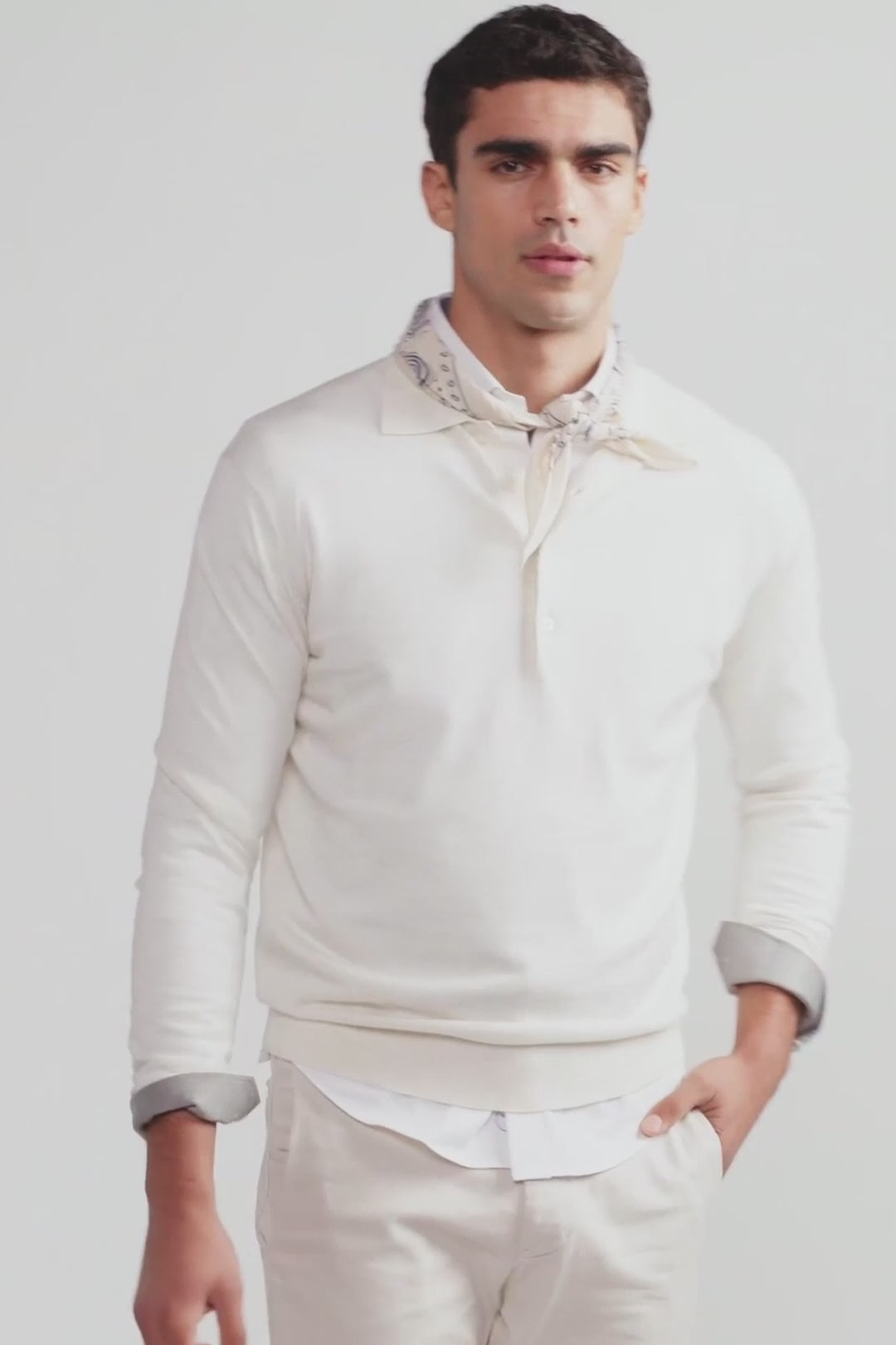 Load video: Lightweight Cashmere Polo | Heather Ivory