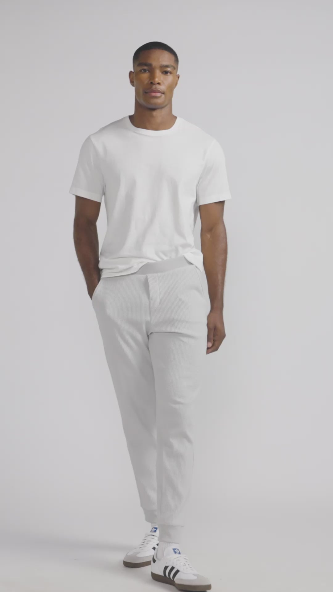 Load video: Waffle-Knit Jogger | Light Grey