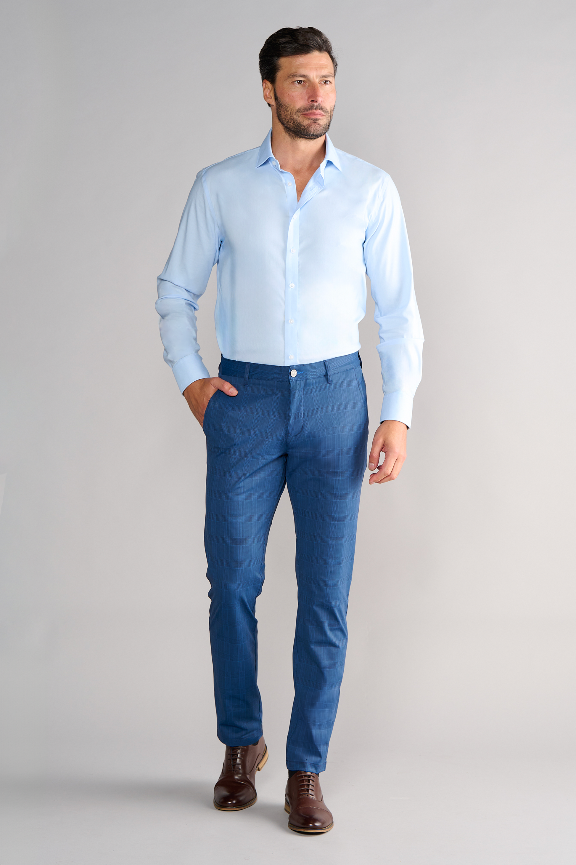 Men's Navy Check Dress Pants: Performance Stretch | Twillory Men's Navy Check Dress Pants: Performance Stretch | Twillory