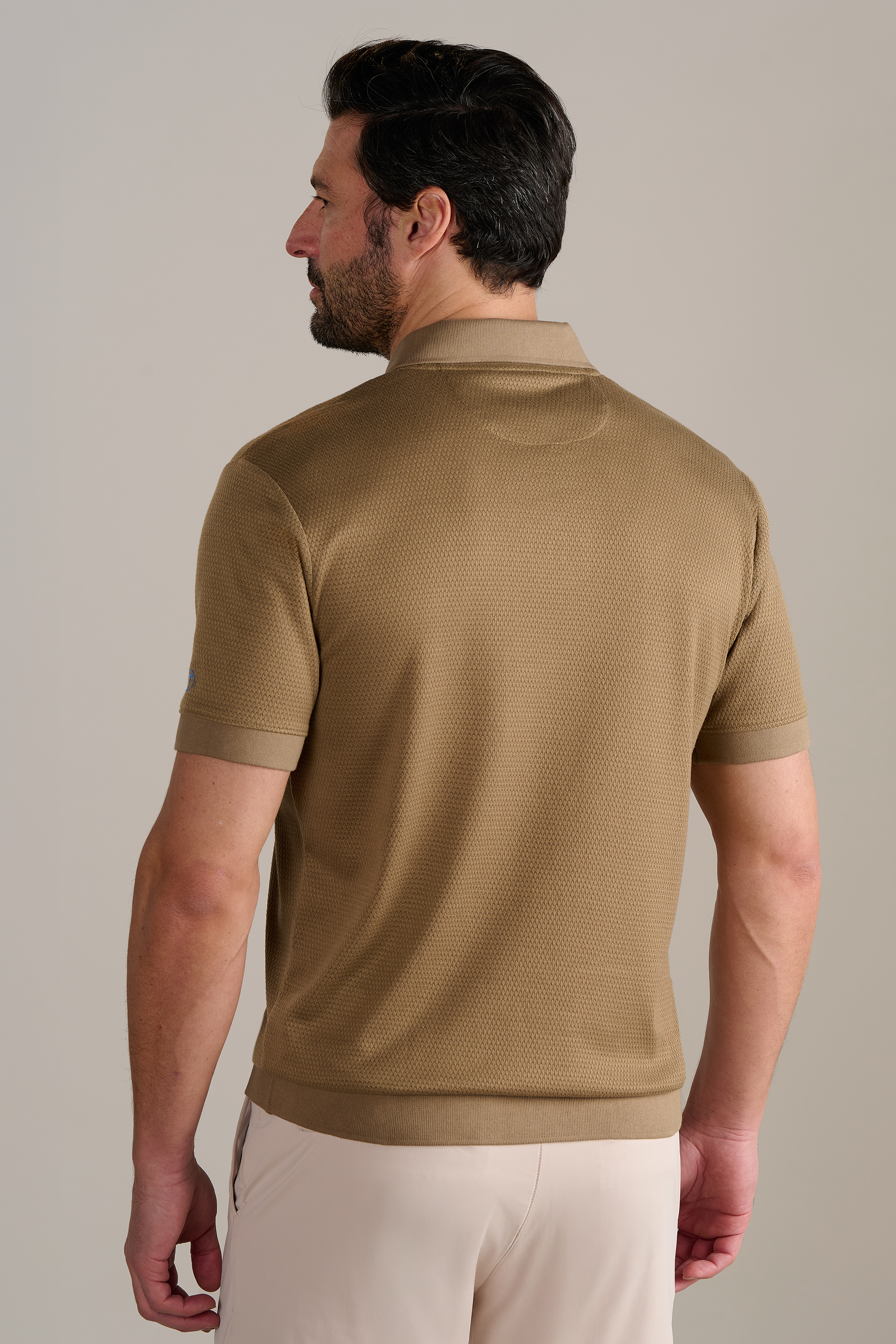 Short Sleeve Sweater Polo Solid // Sepia