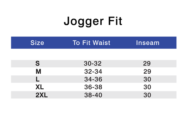 Athlounger Jogger Size Chart