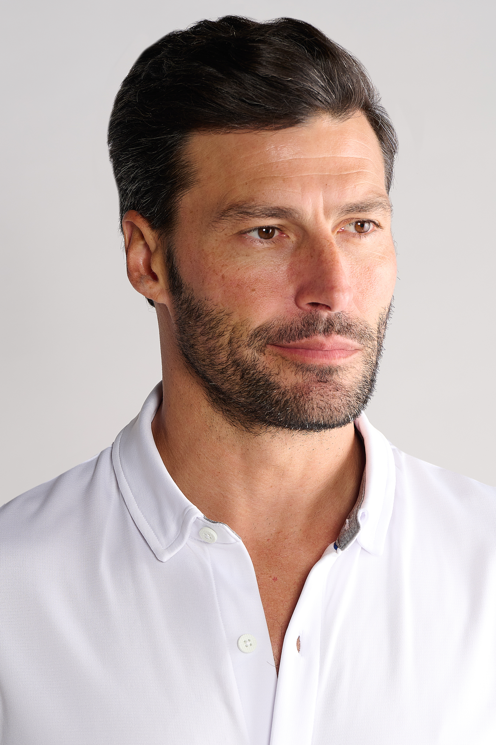 Short Sleeve Button Down Polo Solid // White