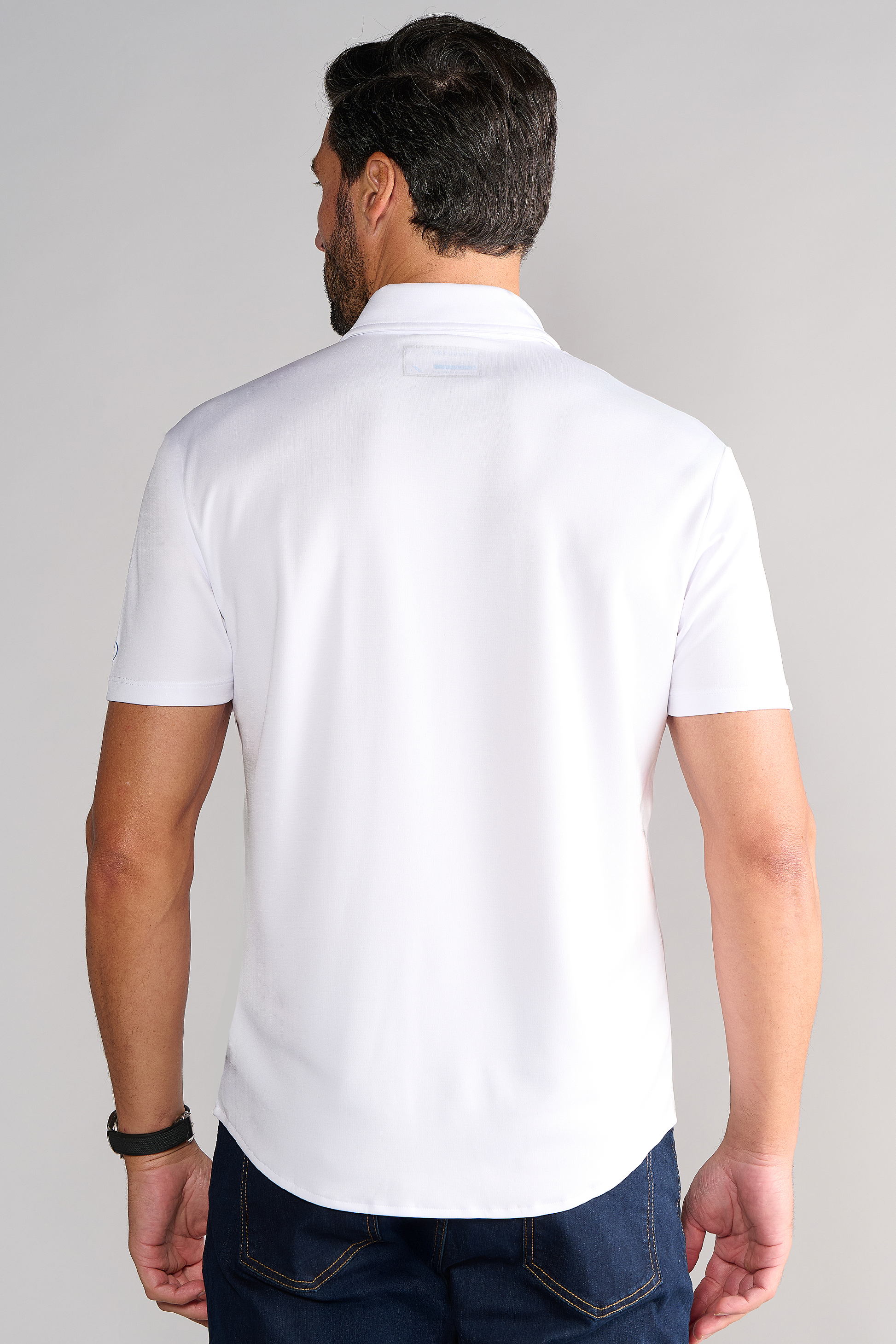 polo dress shirts white Twillory Men's Short Sleeve Button Down Polo - White - Tailored Fit, Moisture-Wicking